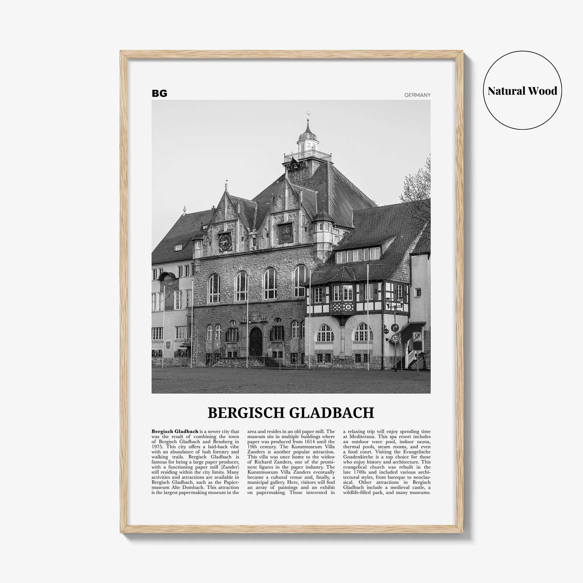 Bergisch Gladbach Print Black and White, Bergisch Gladbach Wall Art, Bergisch Gladbach Poster, Bergisch Gladbach Photo, Wall Décor, Map