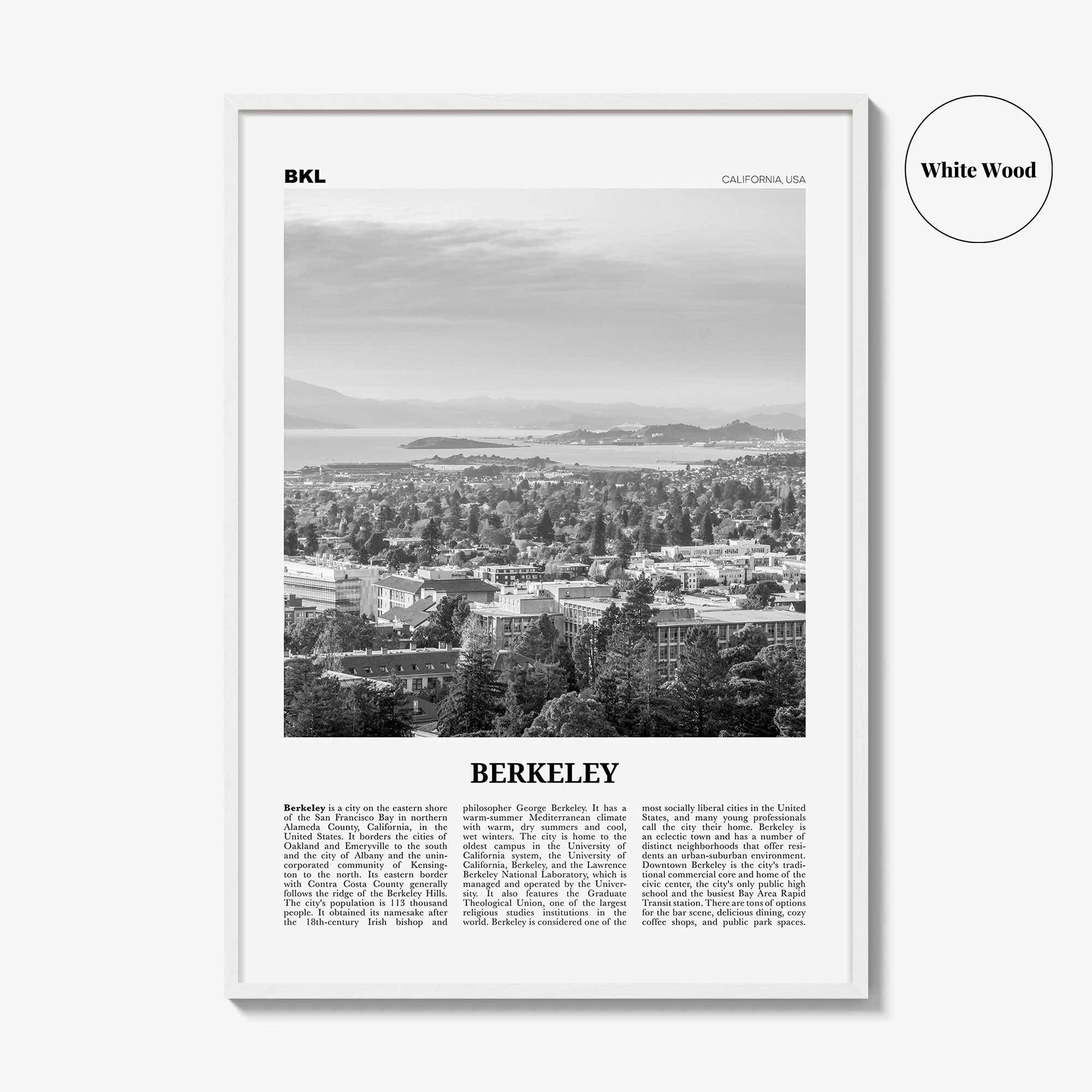 Berkeley Print Black and White, Berkeley Wall Art, Berkeley Poster, Berkeley Photo, Berkeley Wall Decor, California, USA, United States