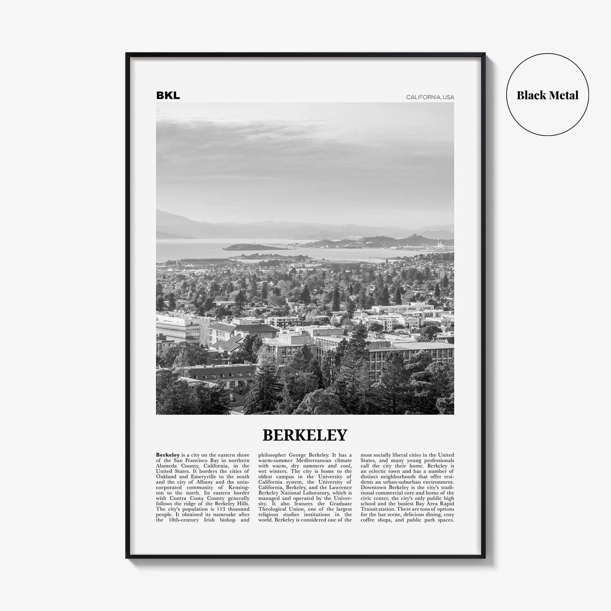 Berkeley Print Black and White, Berkeley Wall Art, Berkeley Poster, Berkeley Photo, Berkeley Wall Decor, California, USA, United States