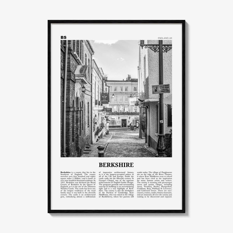 Berkshire Print Black and White, Berkshire Wall Art, Berkshire Poster, Berkshire Photo, Berkshire Map, England, UK, United Kingdom