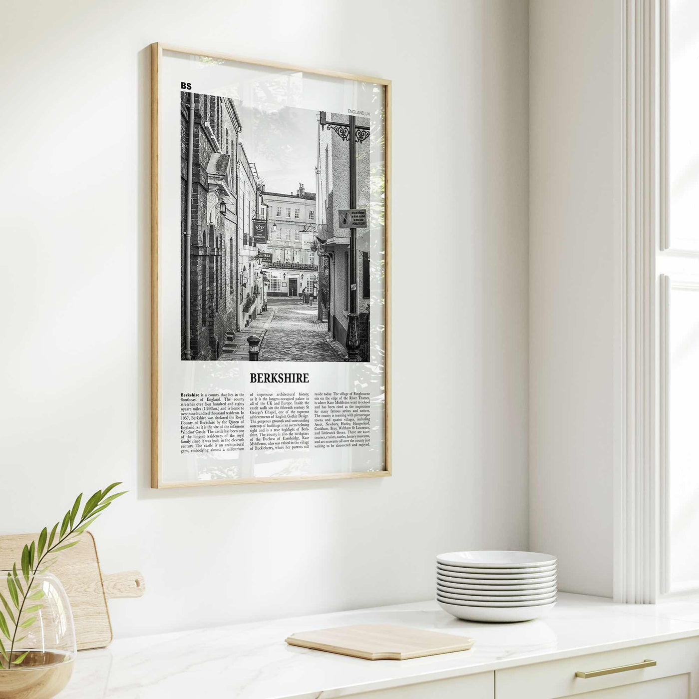 Berkshire Print Black and White, Berkshire Wall Art, Berkshire Poster, Berkshire Photo, Berkshire Map, England, UK, United Kingdom