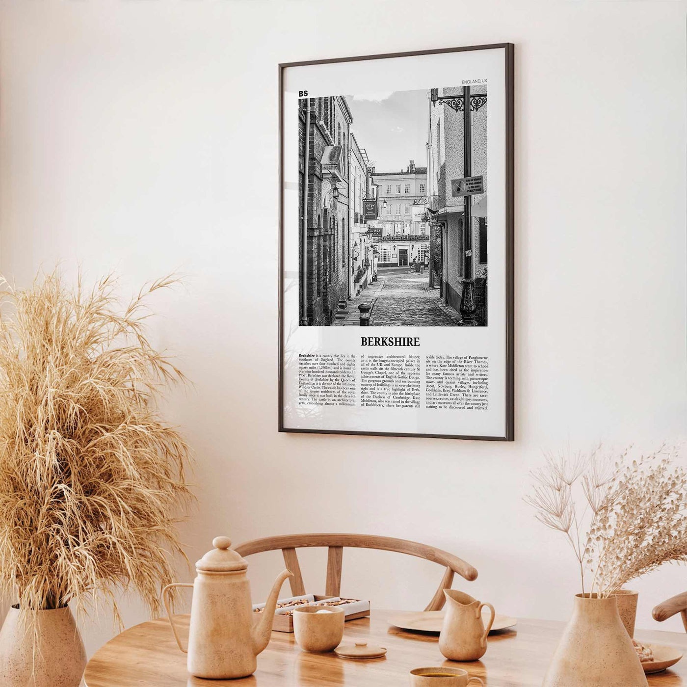 Berkshire Print Black and White, Berkshire Wall Art, Berkshire Poster, Berkshire Photo, Berkshire Map, England, UK, United Kingdom