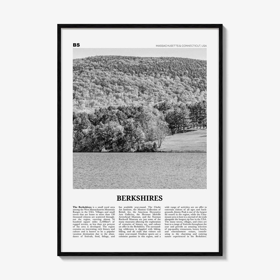 Berkshires Print Black and White, Berkshires Wall Art, Berkshires Poster, Berkshires Photo, Berkshires Map, Massachusetts, Connecticut, USA