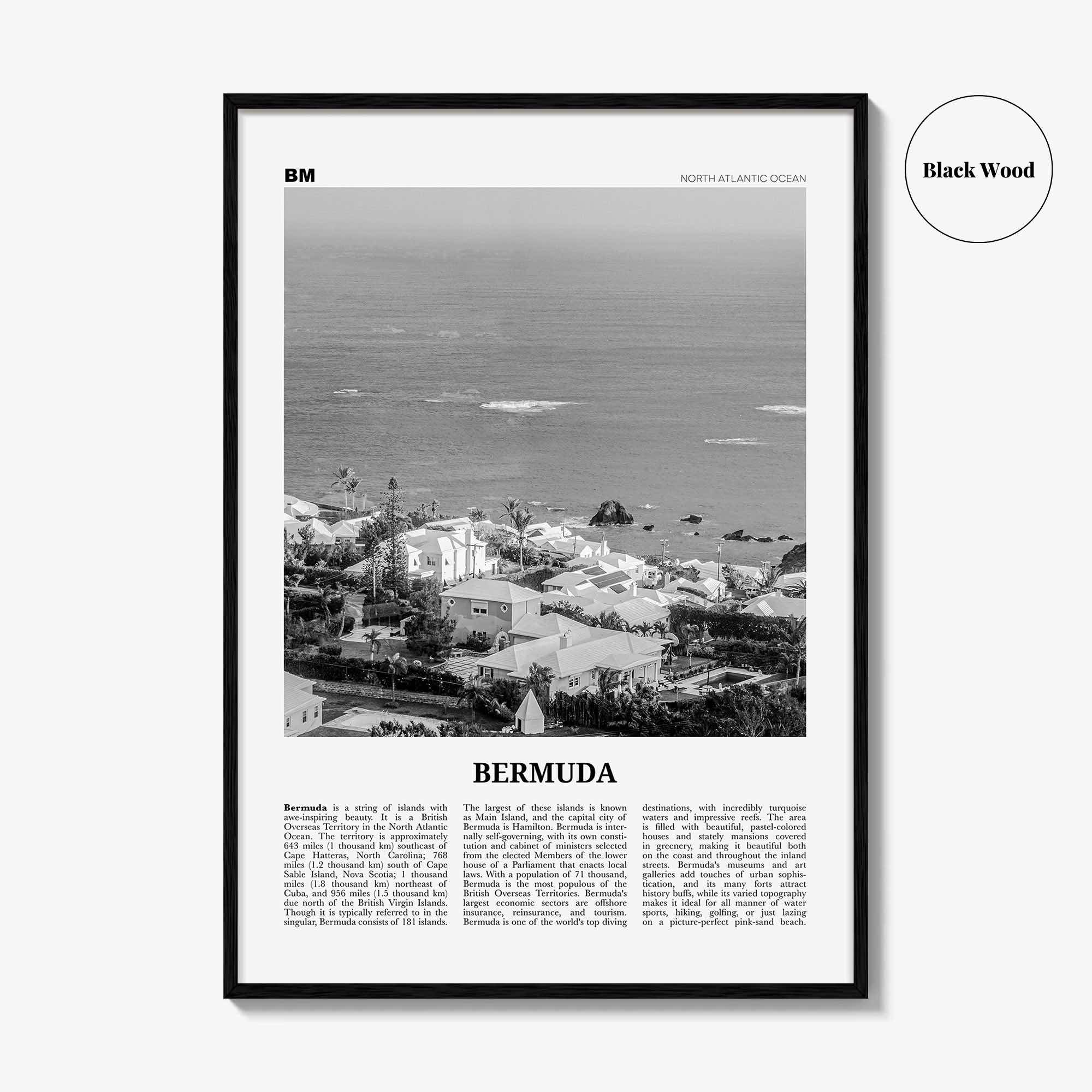Bermuda Print Black and White, Bermuda Wall Art, Bermuda Poster, Bermuda Photo, Hamilton, British Overseas Territory, North America