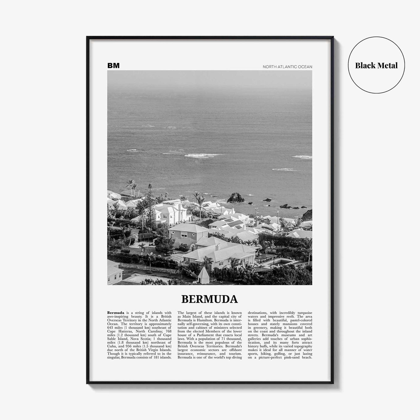Bermuda Print Black and White, Bermuda Wall Art, Bermuda Poster, Bermuda Photo, Hamilton, British Overseas Territory, North America
