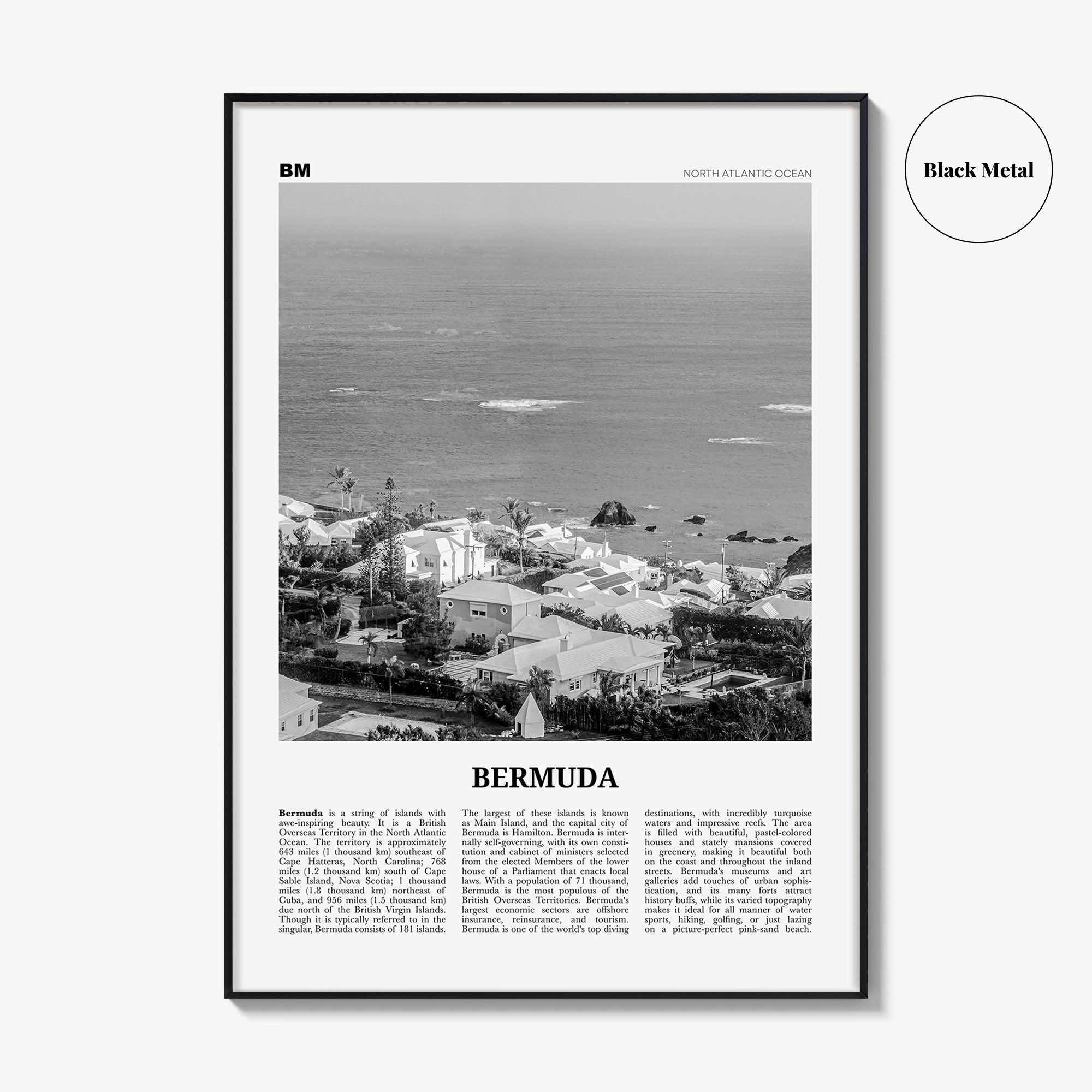 Bermuda Print Black and White, Bermuda Wall Art, Bermuda Poster, Bermuda Photo, Hamilton, British Overseas Territory, North America