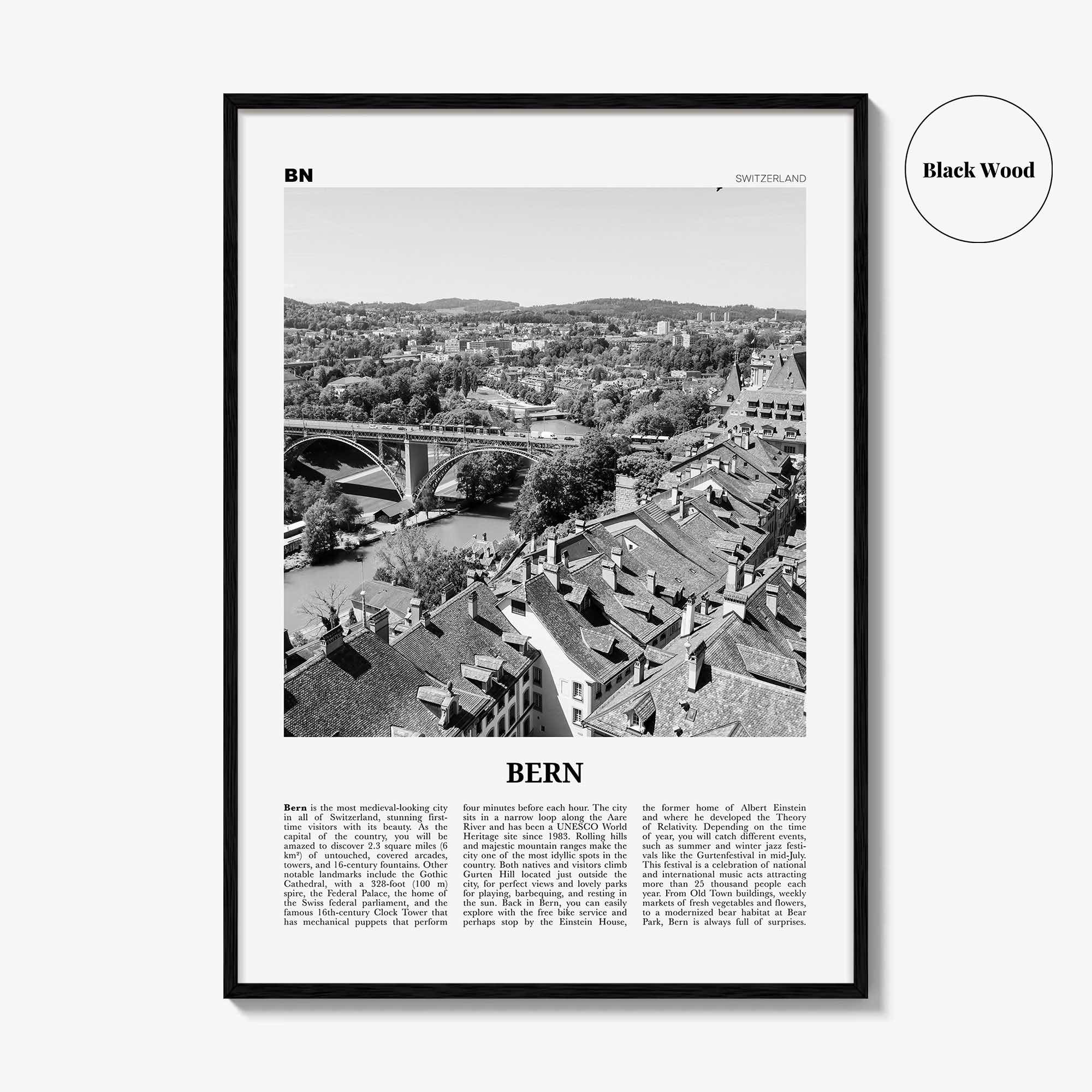 Bern Print Black and White, Bern Wall Art, Bern Poster, Bern Photo, Bern Wall Décor, Switzerland, Berne, Bärn, Swiss