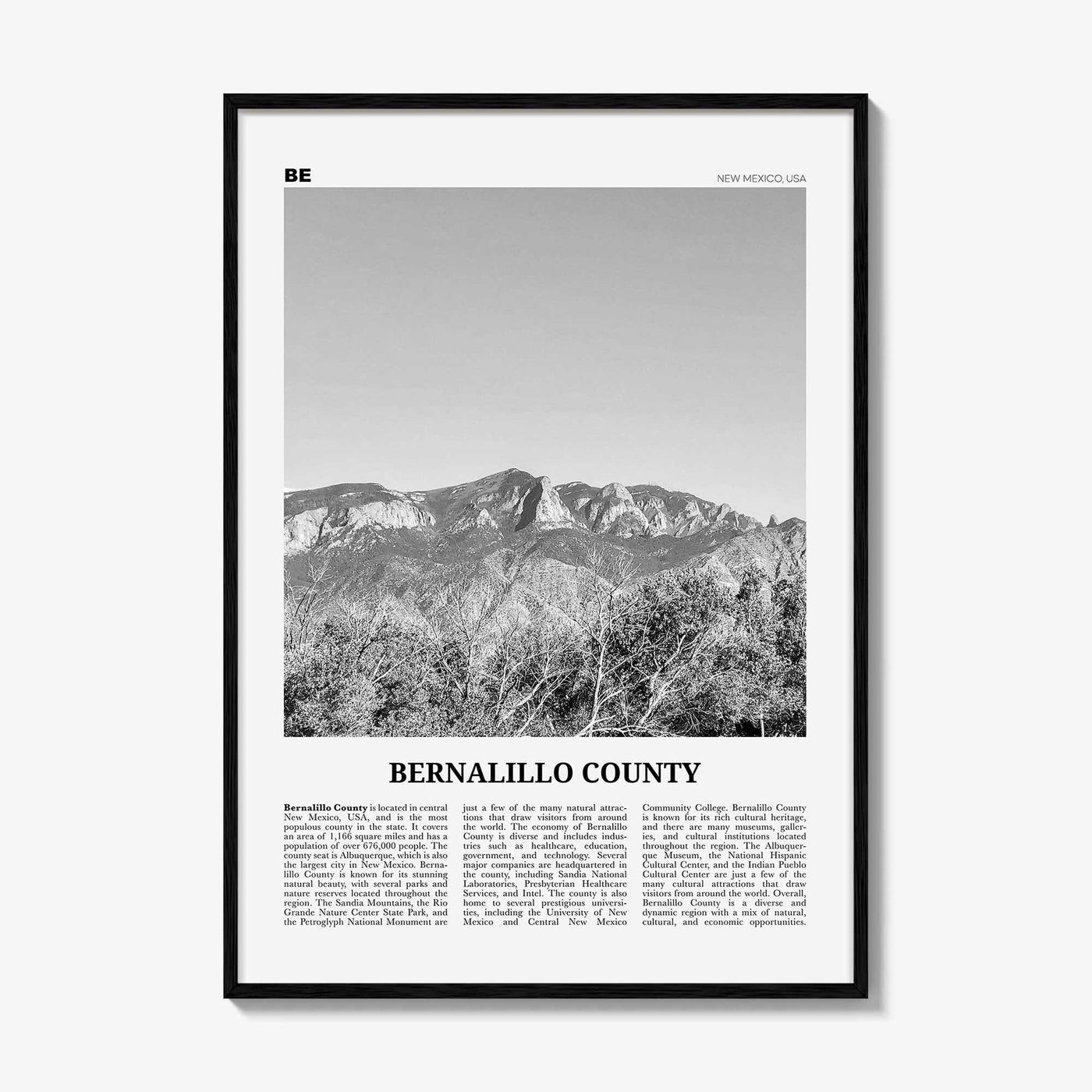 Bernalillo County Print Black and White, Bernalillo Wall Art, Bernalillo Poster, Bernalillo Photo, Bernalillo Wall Décor, Bernalillo Map