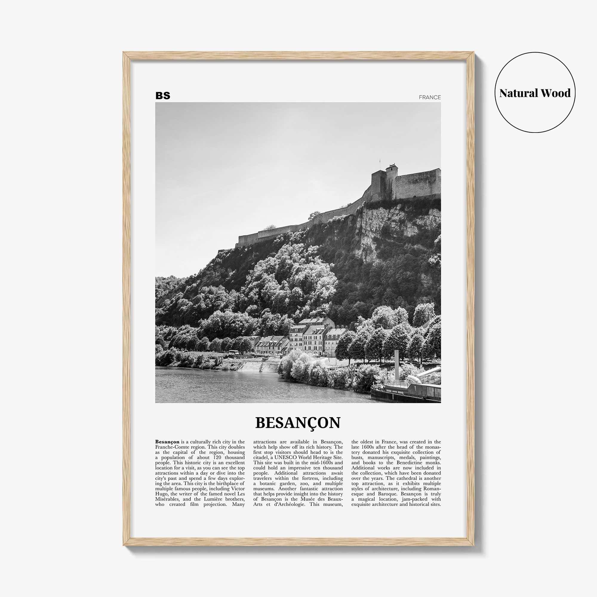 Besancon Print Black and White, Besançon Wall Art, Besançon Poster, Besançon Photo, Besançon Wall Décor, Besançon Map, France