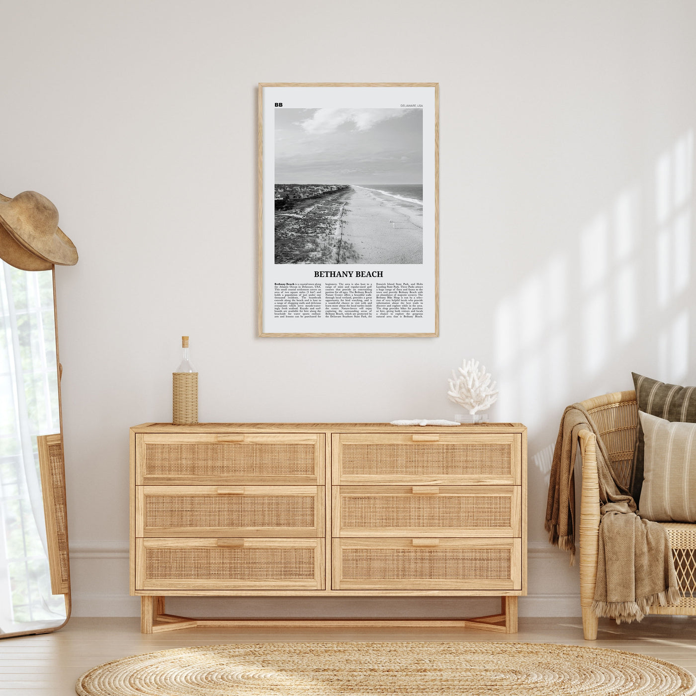 Bethany Beach Travel B&W Poster