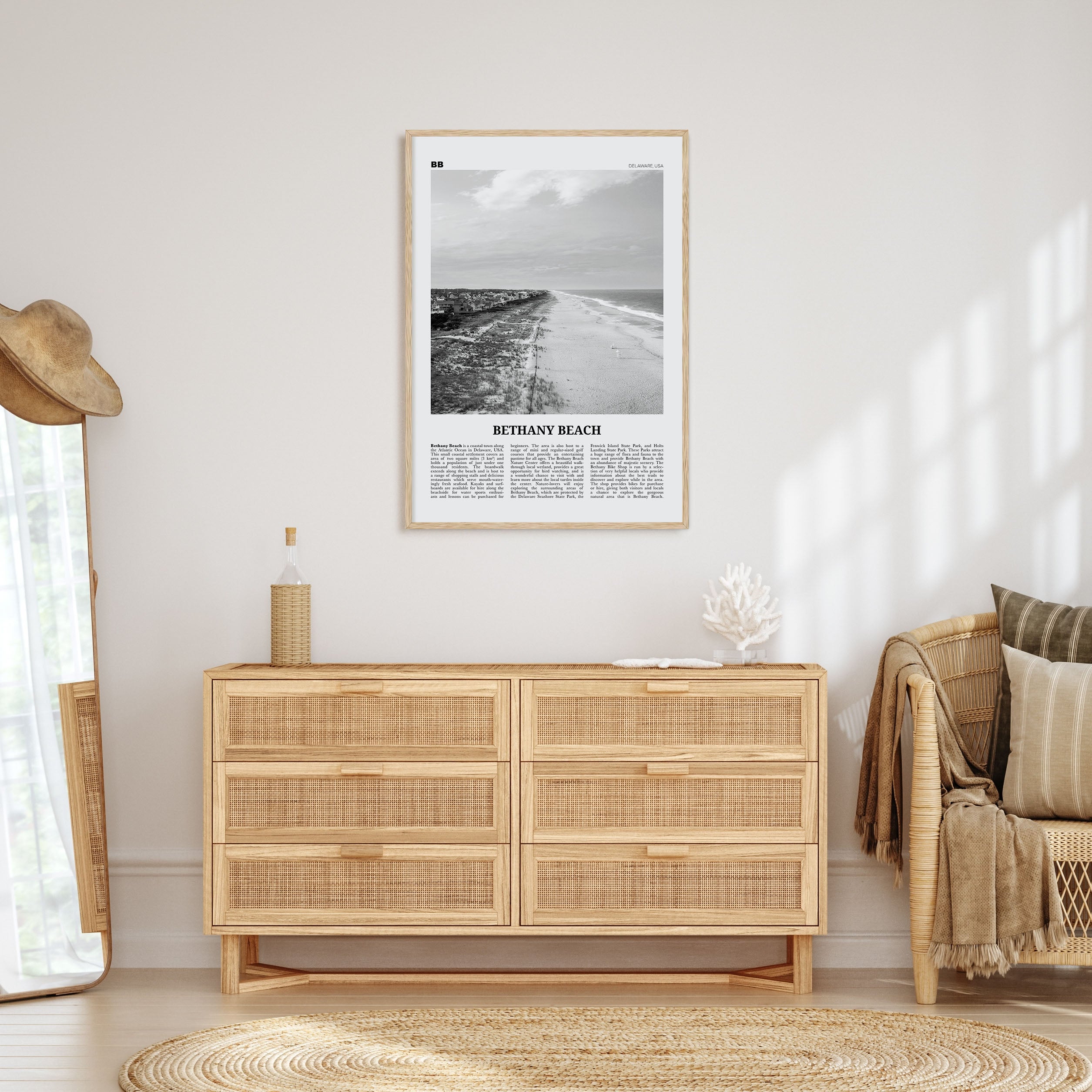 Bethany Beach Travel B&W Poster
