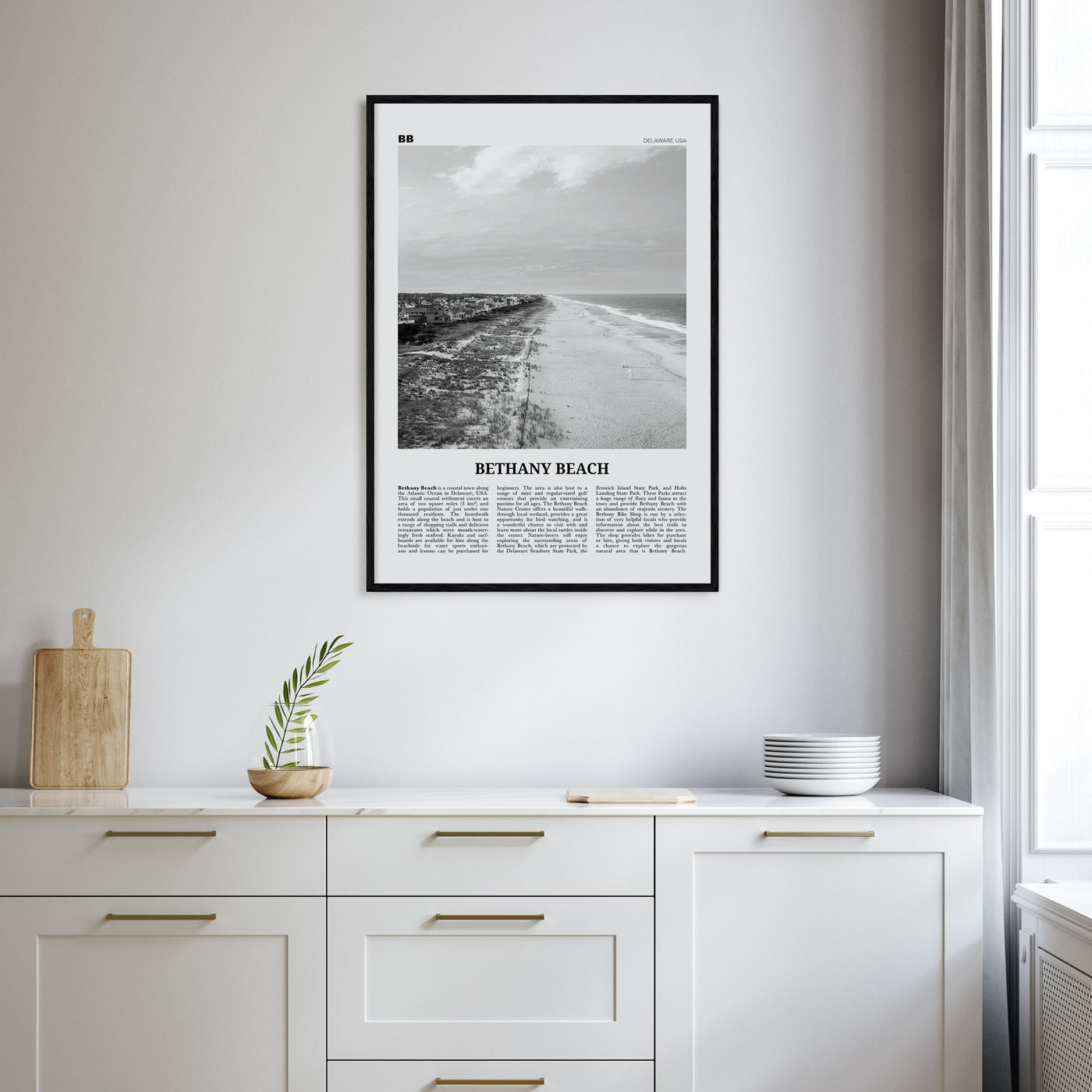 Bethany Beach Travel B&W Poster