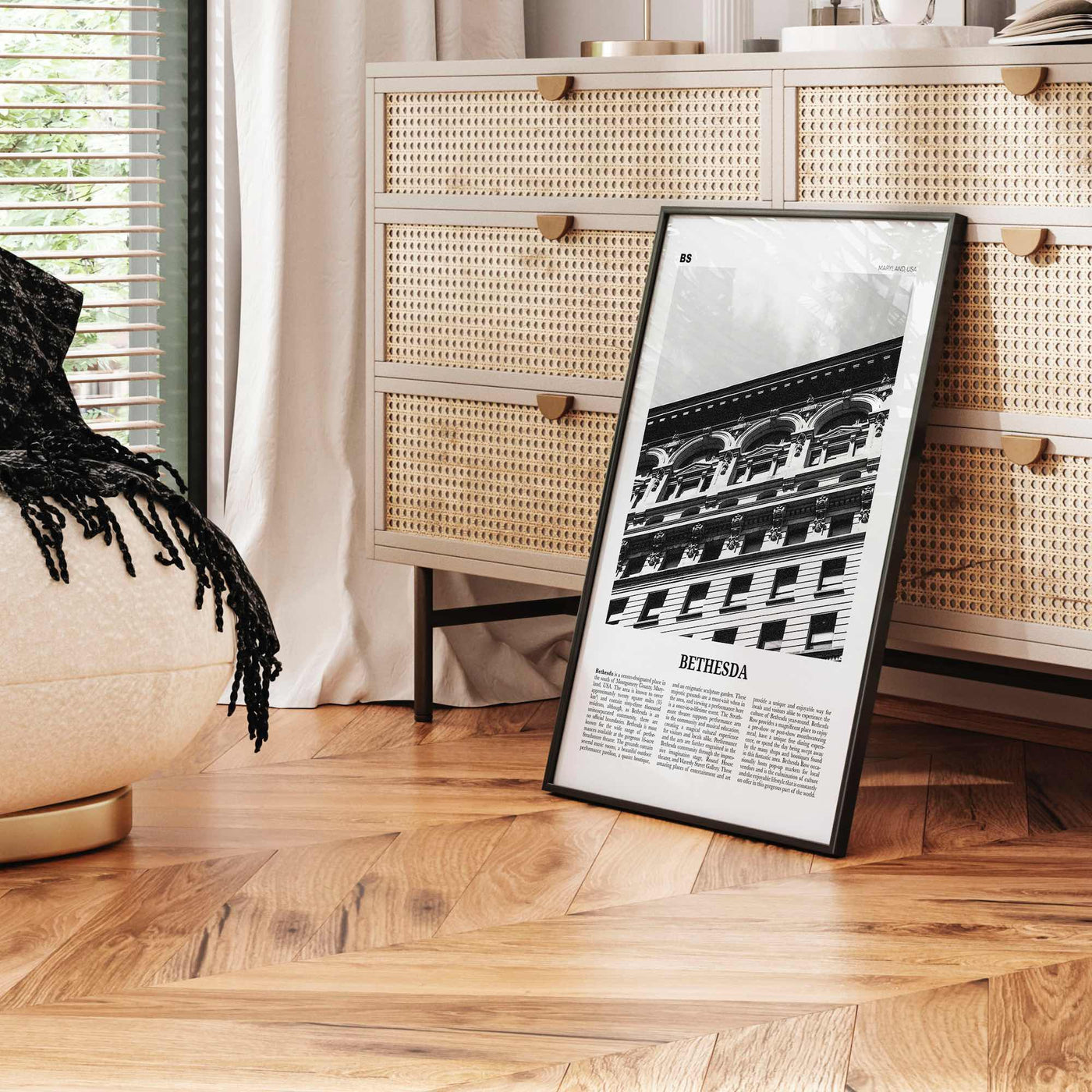 Bethesda Print Black and White, Bethesda Wall Art, Bethesda Poster, Bethesda Photo, Bethesda Map, Maryland, USA, United States