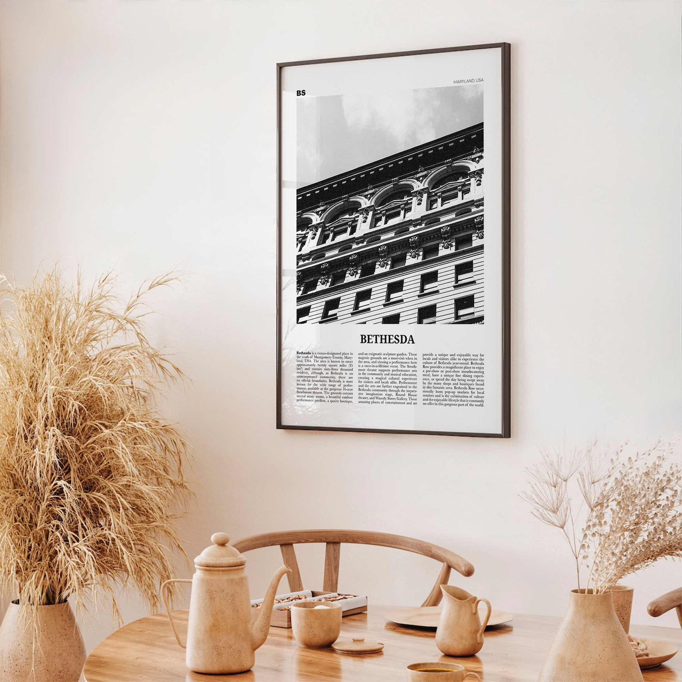 Bethesda Print Black and White, Bethesda Wall Art, Bethesda Poster, Bethesda Photo, Bethesda Map, Maryland, USA, United States