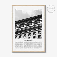 Bethesda Print Black and White, Bethesda Wall Art, Bethesda Poster, Bethesda Photo, Bethesda Map, Maryland, USA, United States