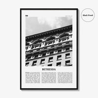 Bethesda Print Black and White, Bethesda Wall Art, Bethesda Poster, Bethesda Photo, Bethesda Map, Maryland, USA, United States