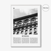 Bethesda Print Black and White, Bethesda Wall Art, Bethesda Poster, Bethesda Photo, Bethesda Map, Maryland, USA, United States