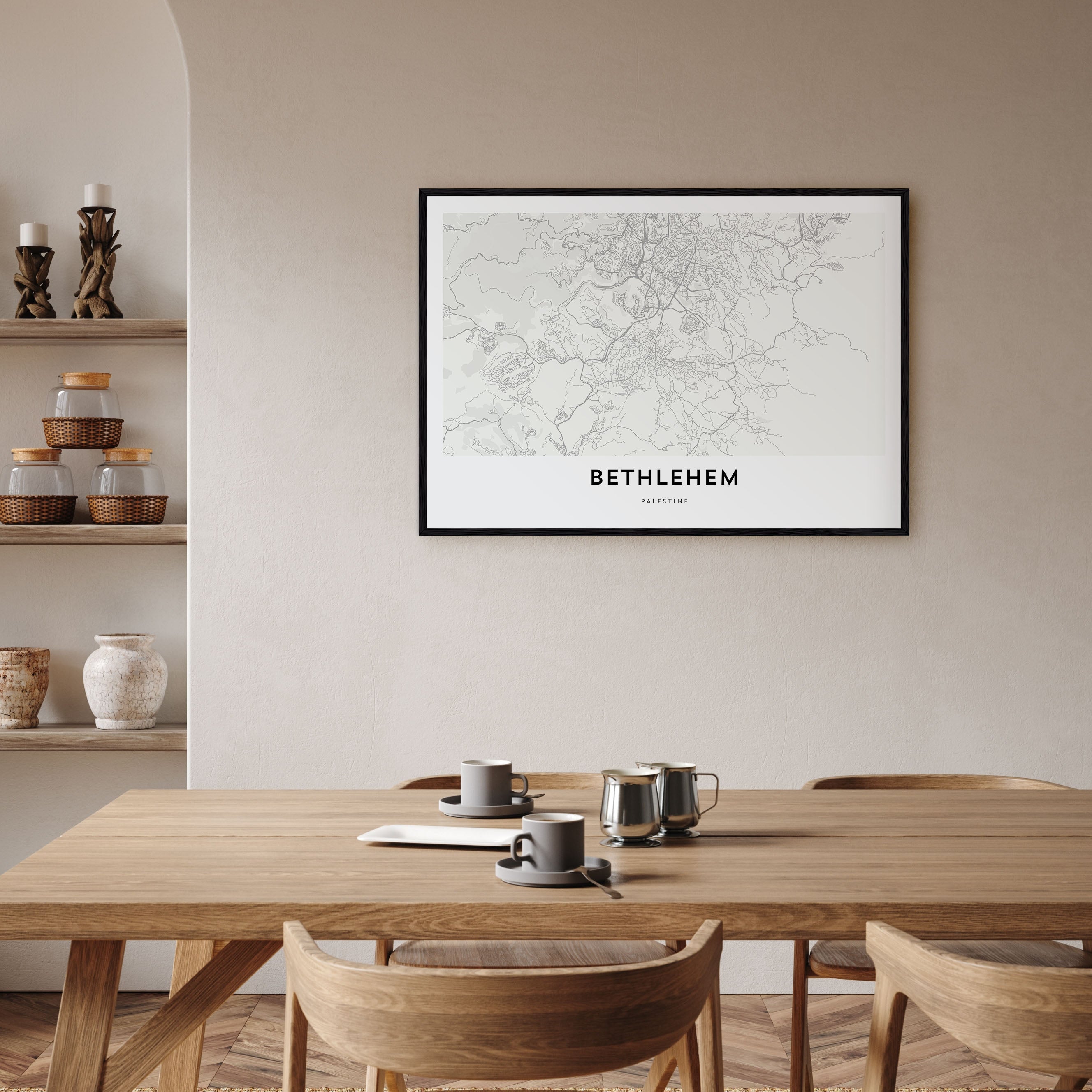 Bethlehem, Palestine Map Landscape Poster
