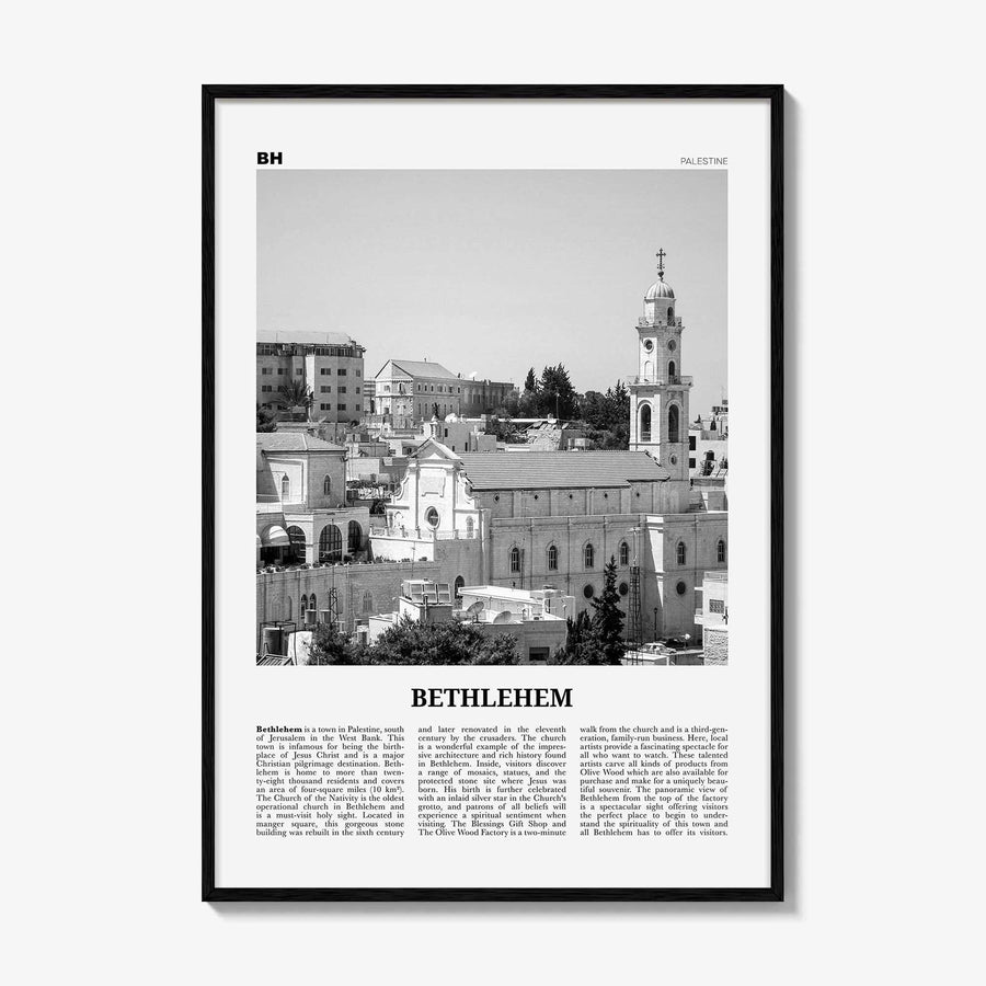 Bethlehem Print Black and White Palestine, Bethlehem Wall Art, Bethlehem Poster, Bethlehem Photo, Bethlehem Map, Palestine