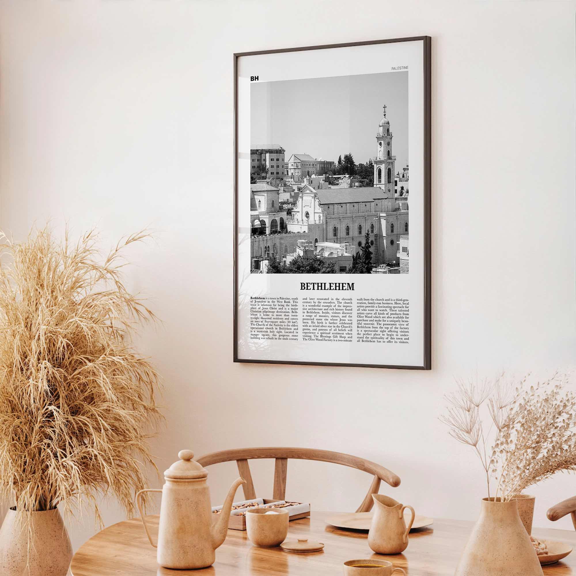 Bethlehem Print Black and White Palestine, Bethlehem Wall Art, Bethlehem Poster, Bethlehem Photo, Bethlehem Map, Palestine