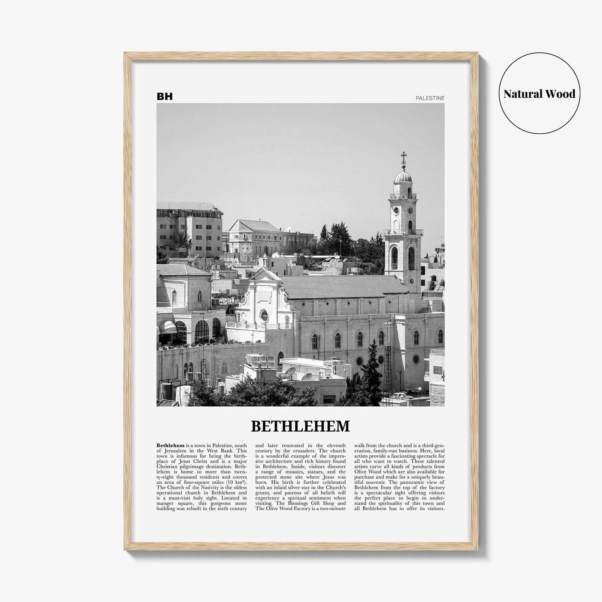 Bethlehem Print Black and White Palestine, Bethlehem Wall Art, Bethlehem Poster, Bethlehem Photo, Bethlehem Map, Palestine