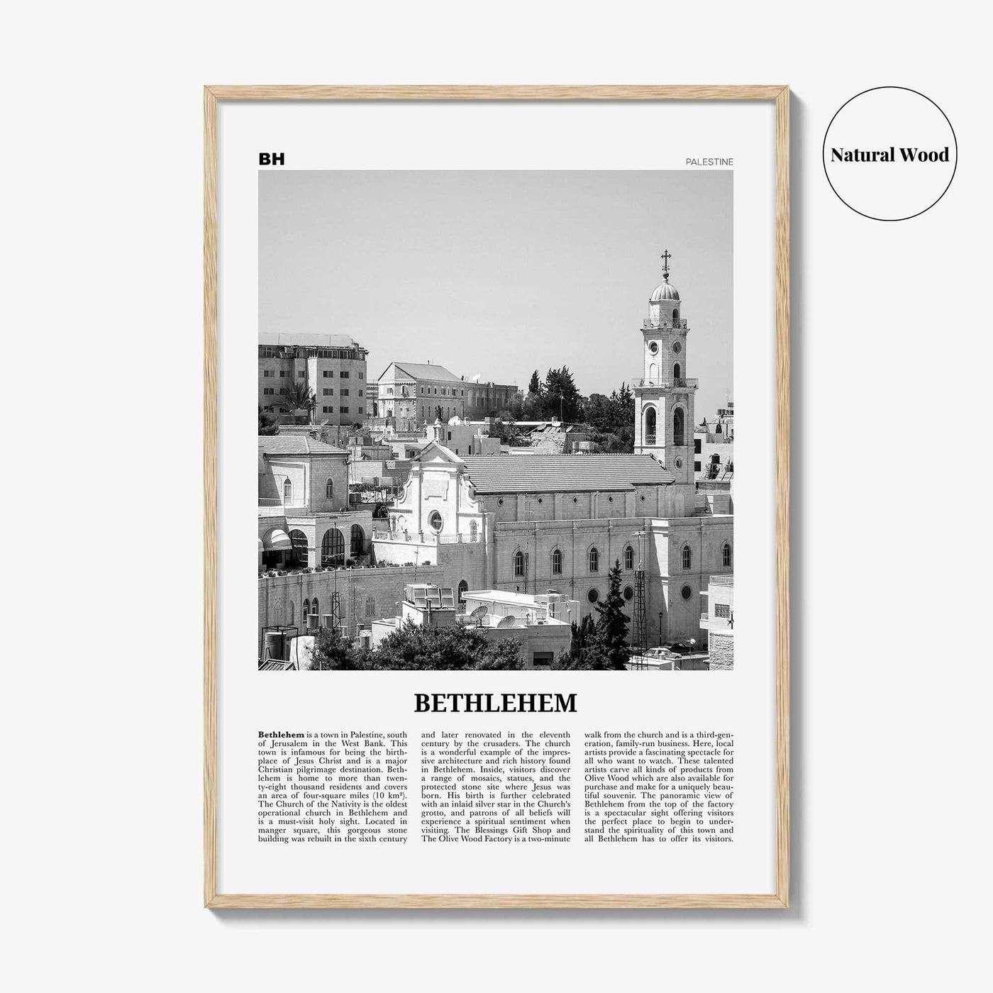Bethlehem Print Black and White Palestine, Bethlehem Wall Art, Bethlehem Poster, Bethlehem Photo, Bethlehem Map, Palestine