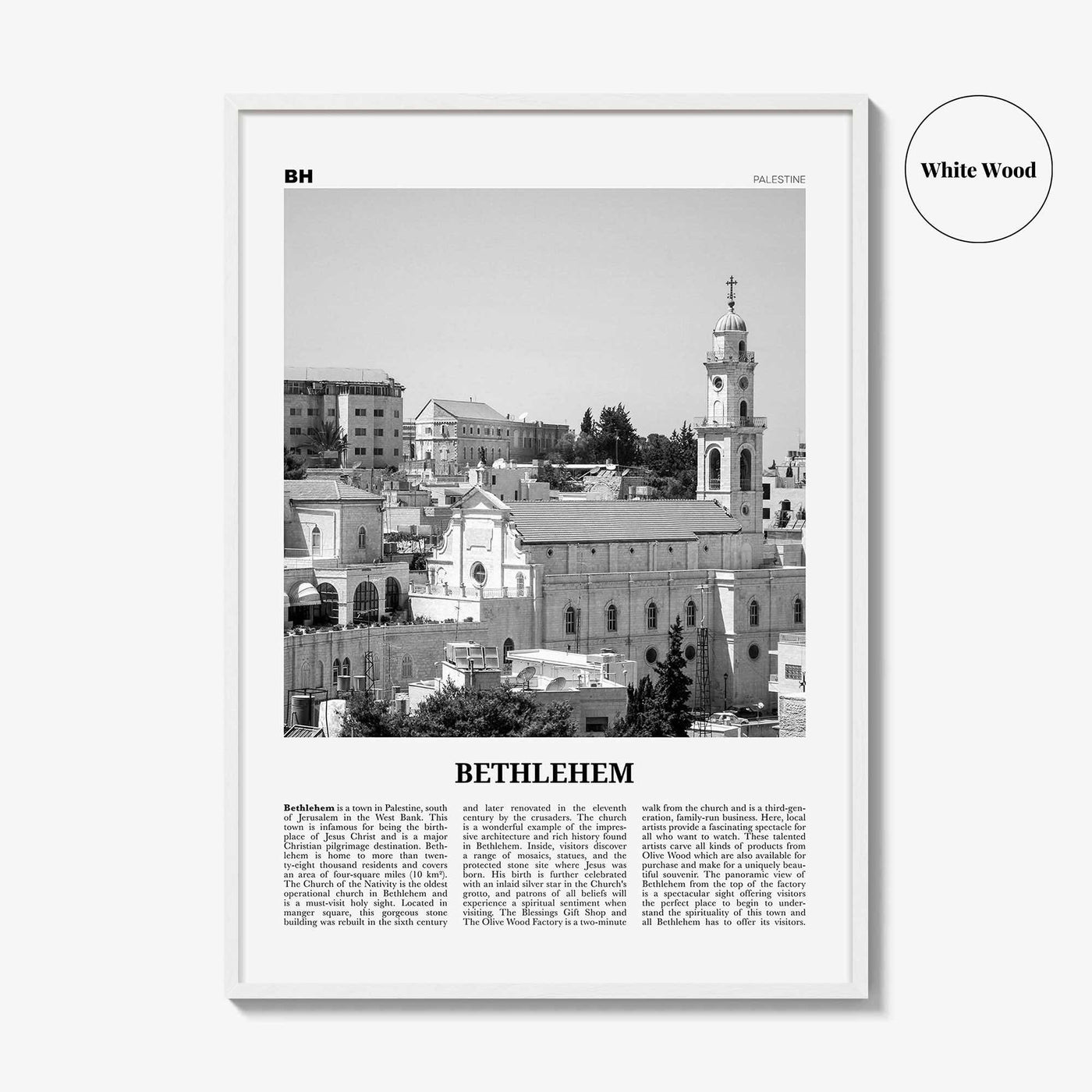 Bethlehem Print Black and White Palestine, Bethlehem Wall Art, Bethlehem Poster, Bethlehem Photo, Bethlehem Map, Palestine