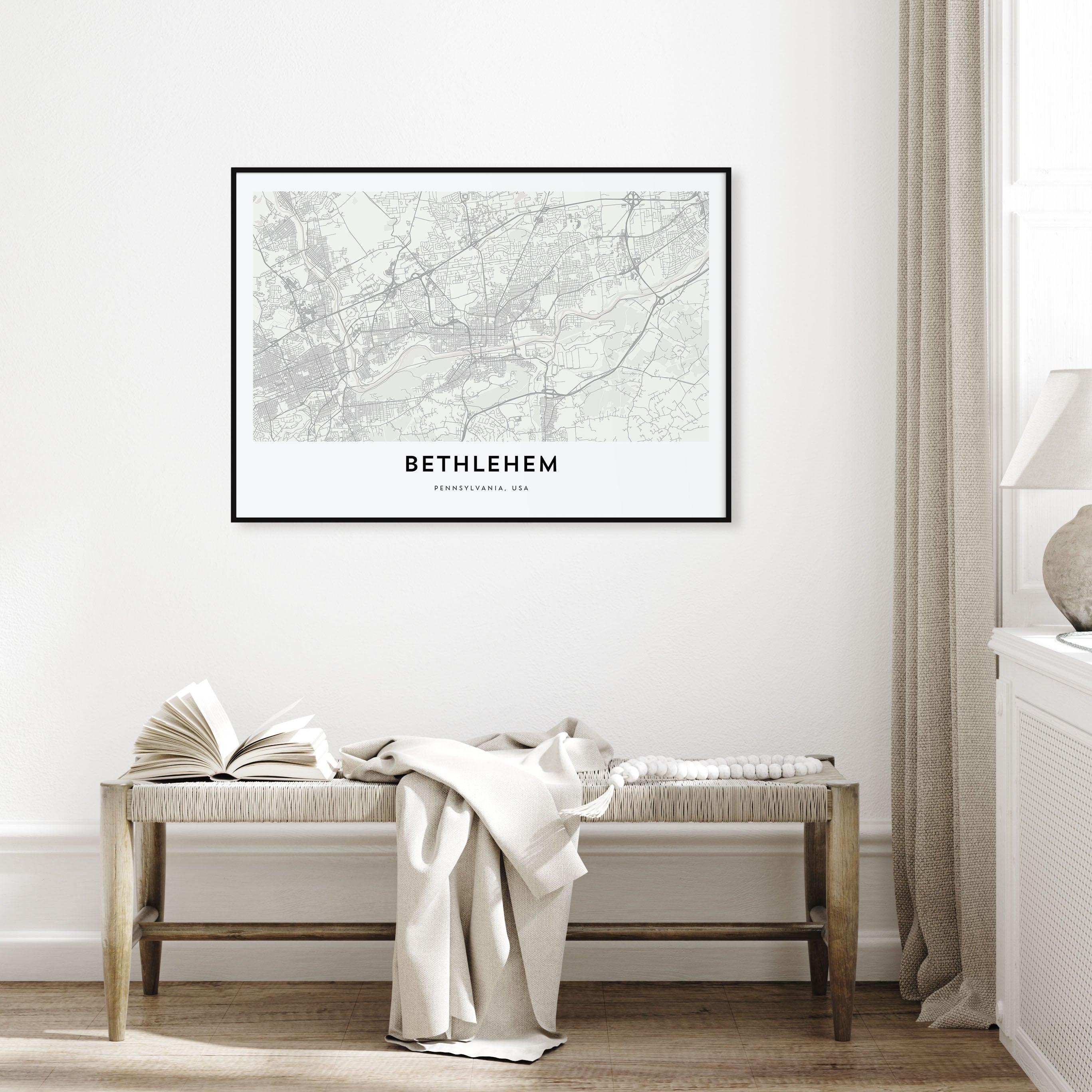 Bethlehem, Pennsylvania Map Landscape Poster