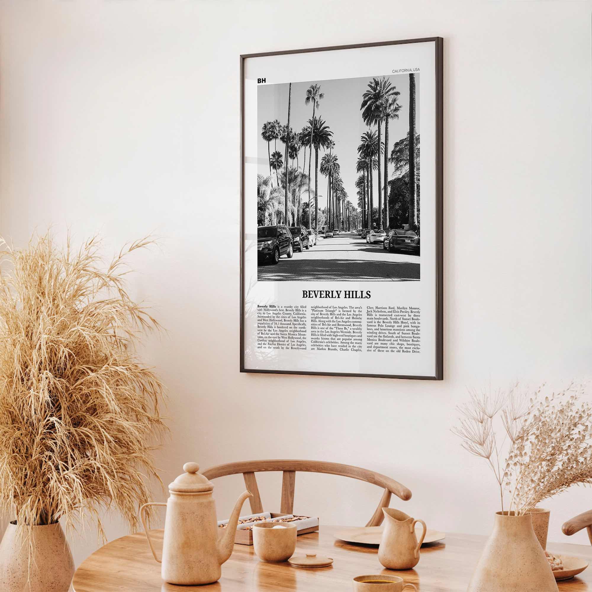 Beverly Hills Print Black and White, Beverly Hills Wall Art, Beverly Hills Poster, 90210 Print, California USA, United States, North America