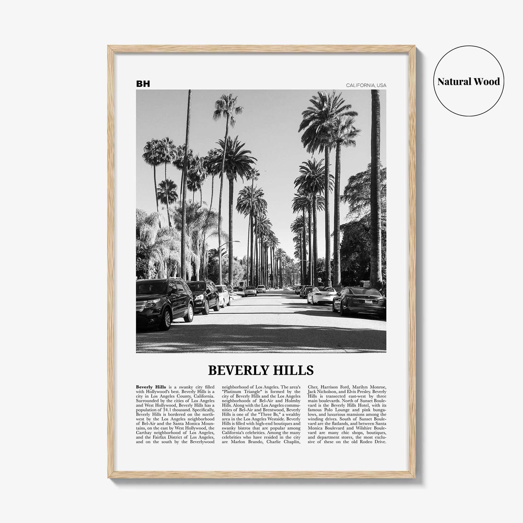 Beverly Hills Print Black and White, Beverly Hills Wall Art, Beverly Hills Poster, 90210 Print, California USA, United States, North America
