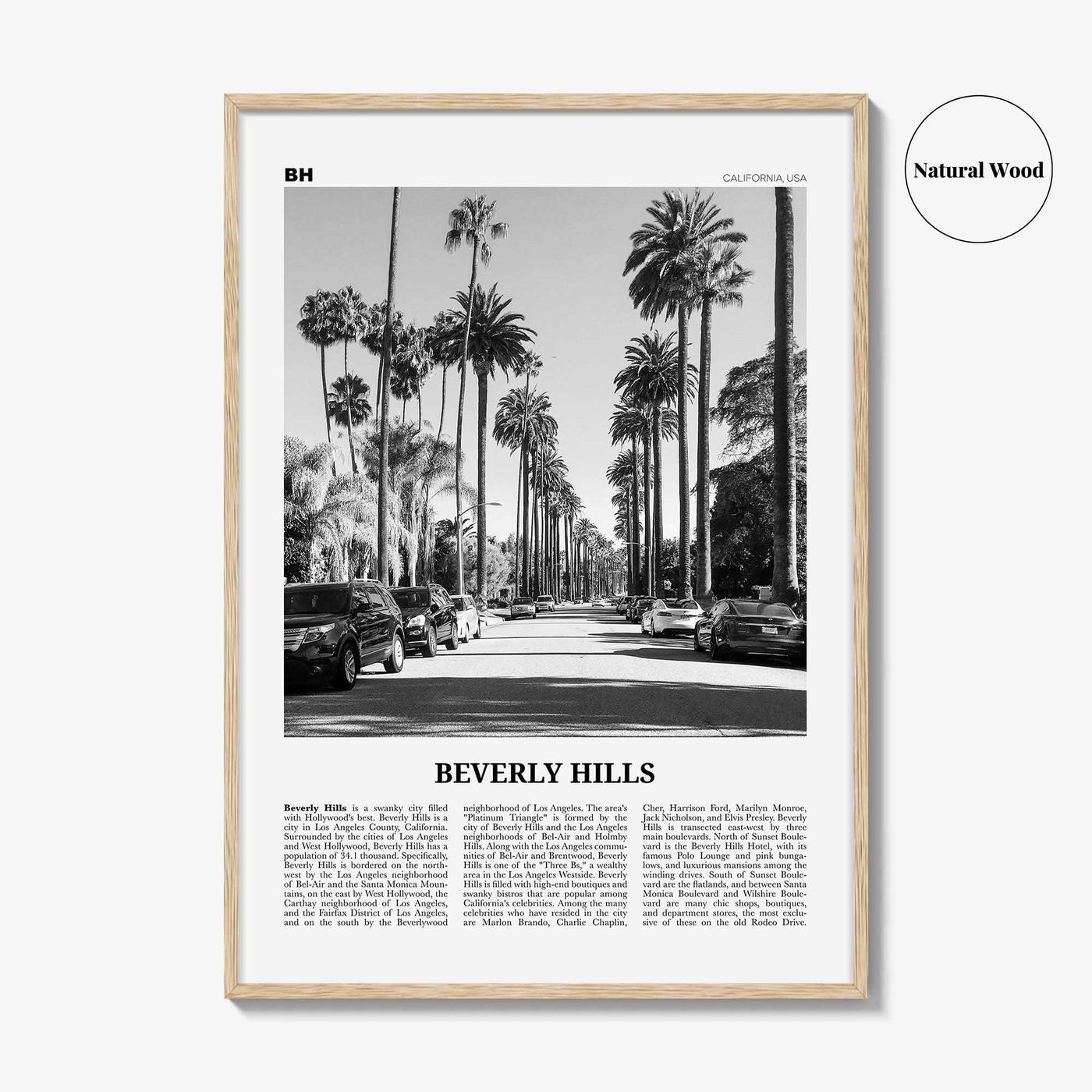 Beverly Hills Print Black and White, Beverly Hills Wall Art, Beverly Hills Poster, 90210 Print, California USA, United States, North America
