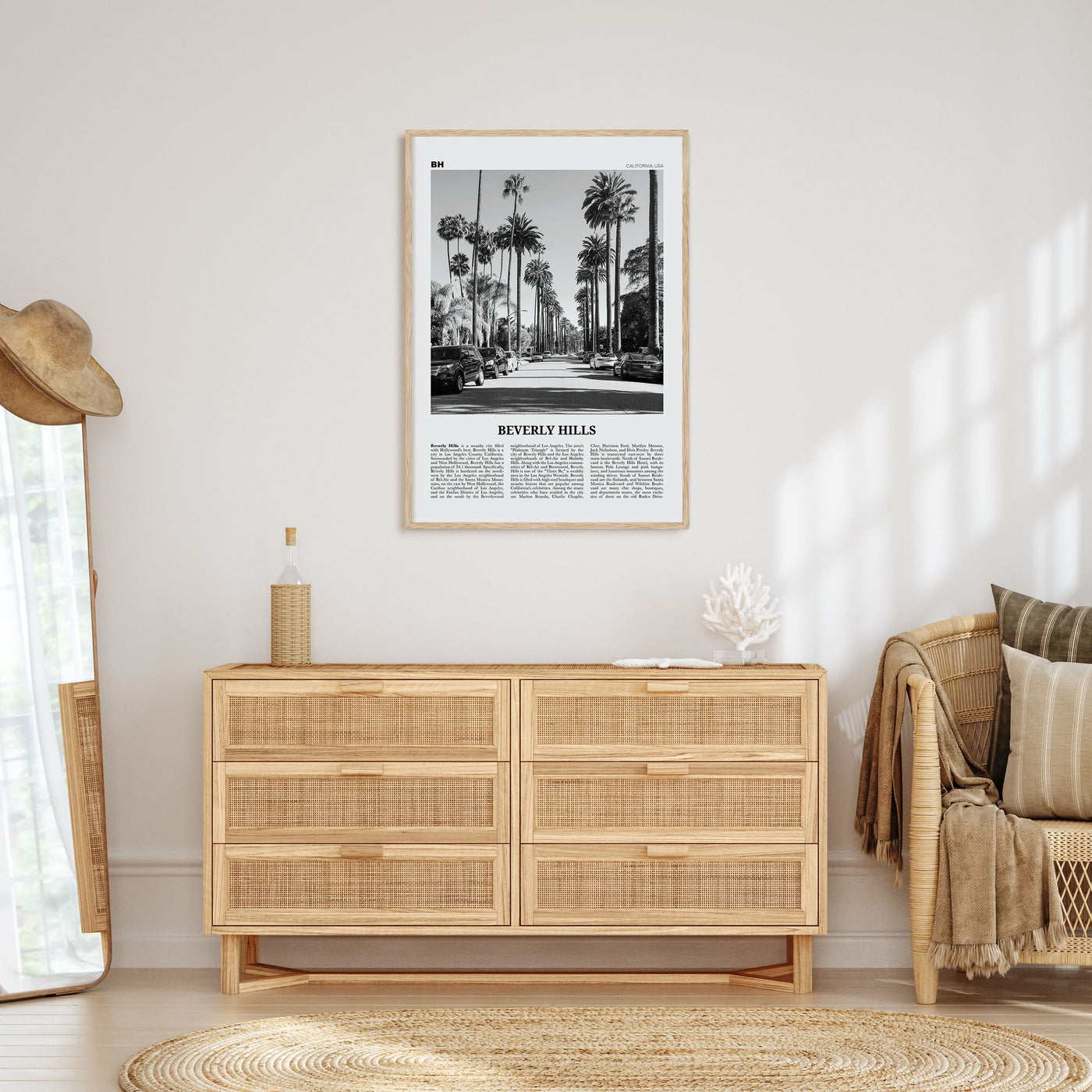 Beverly Hills Travel B&W Poster