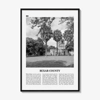 Bexar County Print Black and White, Bexar County Wall Art, Bexar County Poster, Bexar County Photo, Bexar County Wall Décor, Bexar Map