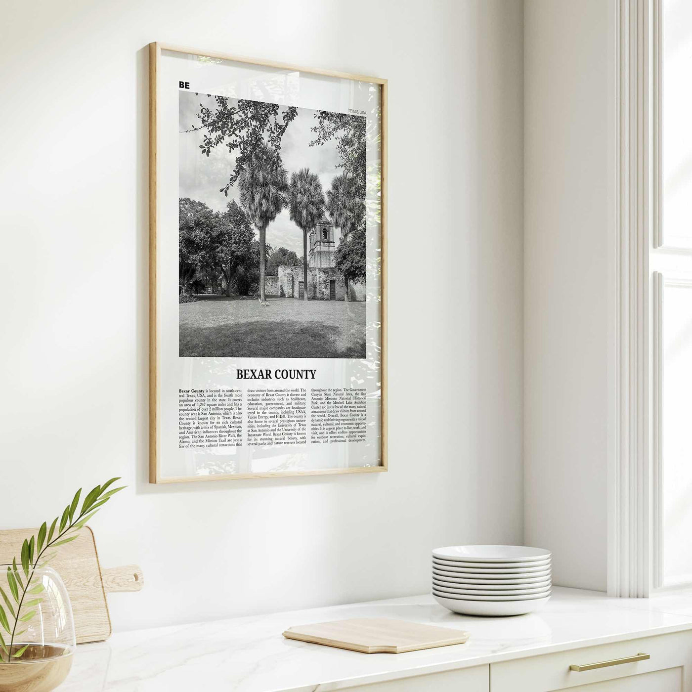 Bexar County Print Black and White, Bexar County Wall Art, Bexar County Poster, Bexar County Photo, Bexar County Wall Décor, Bexar Map