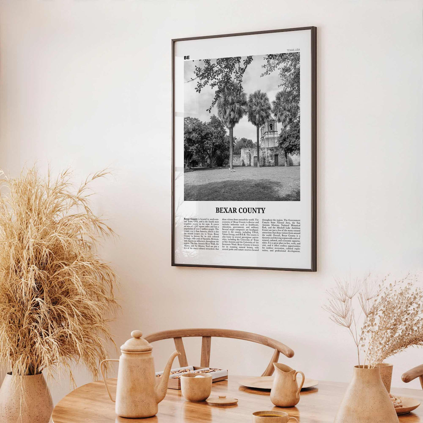 Bexar County Print Black and White, Bexar County Wall Art, Bexar County Poster, Bexar County Photo, Bexar County Wall Décor, Bexar Map