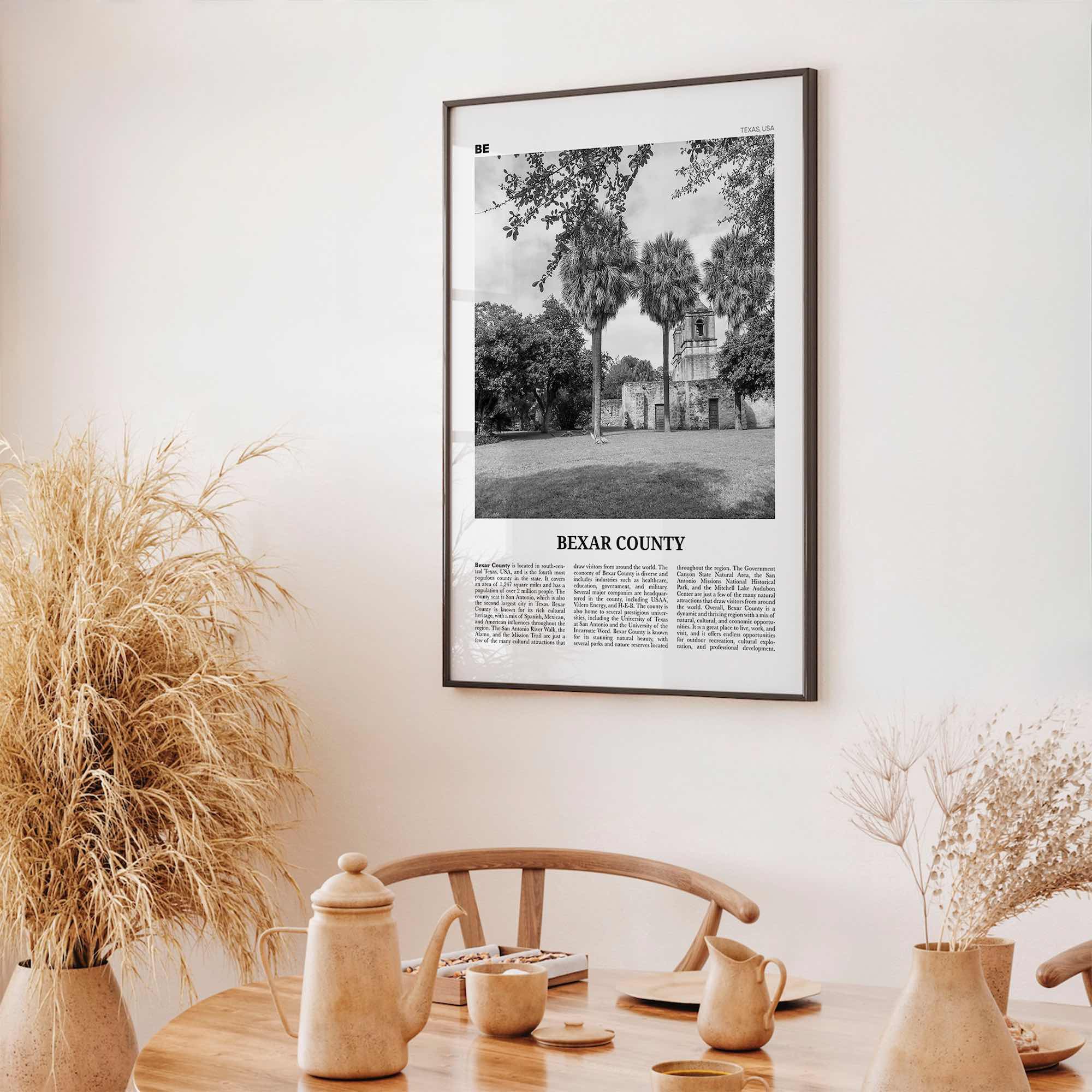 Bexar County Print Black and White, Bexar County Wall Art, Bexar County Poster, Bexar County Photo, Bexar County Wall Décor, Bexar Map
