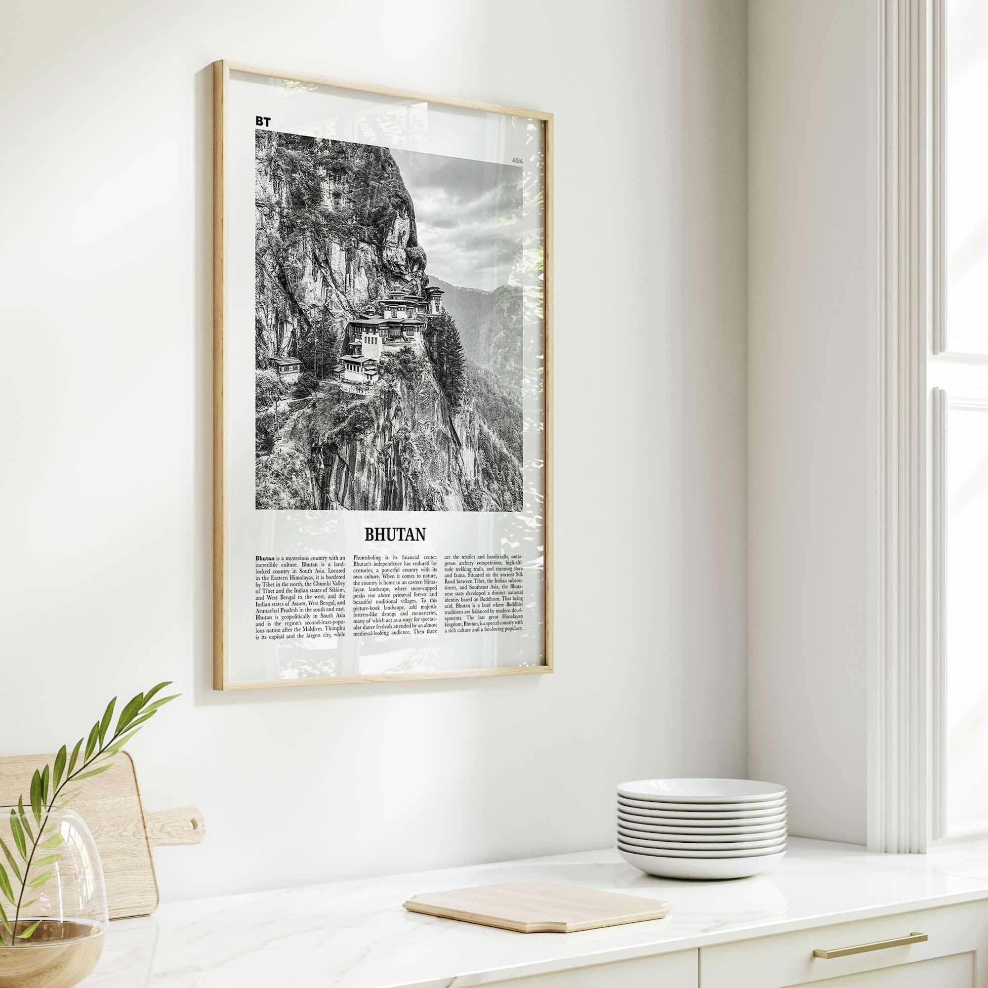 Bhutan Print Black and White, Bhutan Wall Art, Bhutan Poster, Bhutan Photo, Bhutan Wall Decor, Country Art Print, Thimphu, Asia