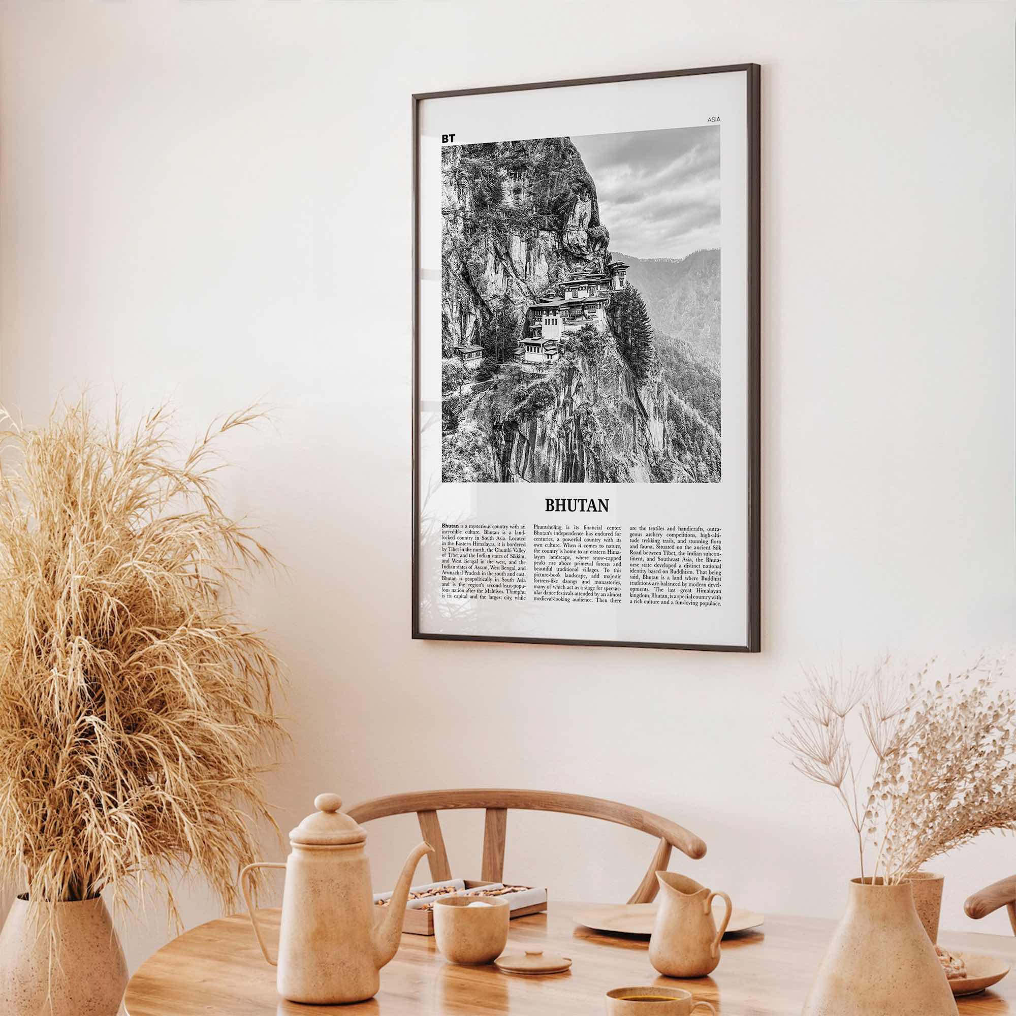 Bhutan Print Black and White, Bhutan Wall Art, Bhutan Poster, Bhutan Photo, Bhutan Wall Decor, Country Art Print, Thimphu, Asia