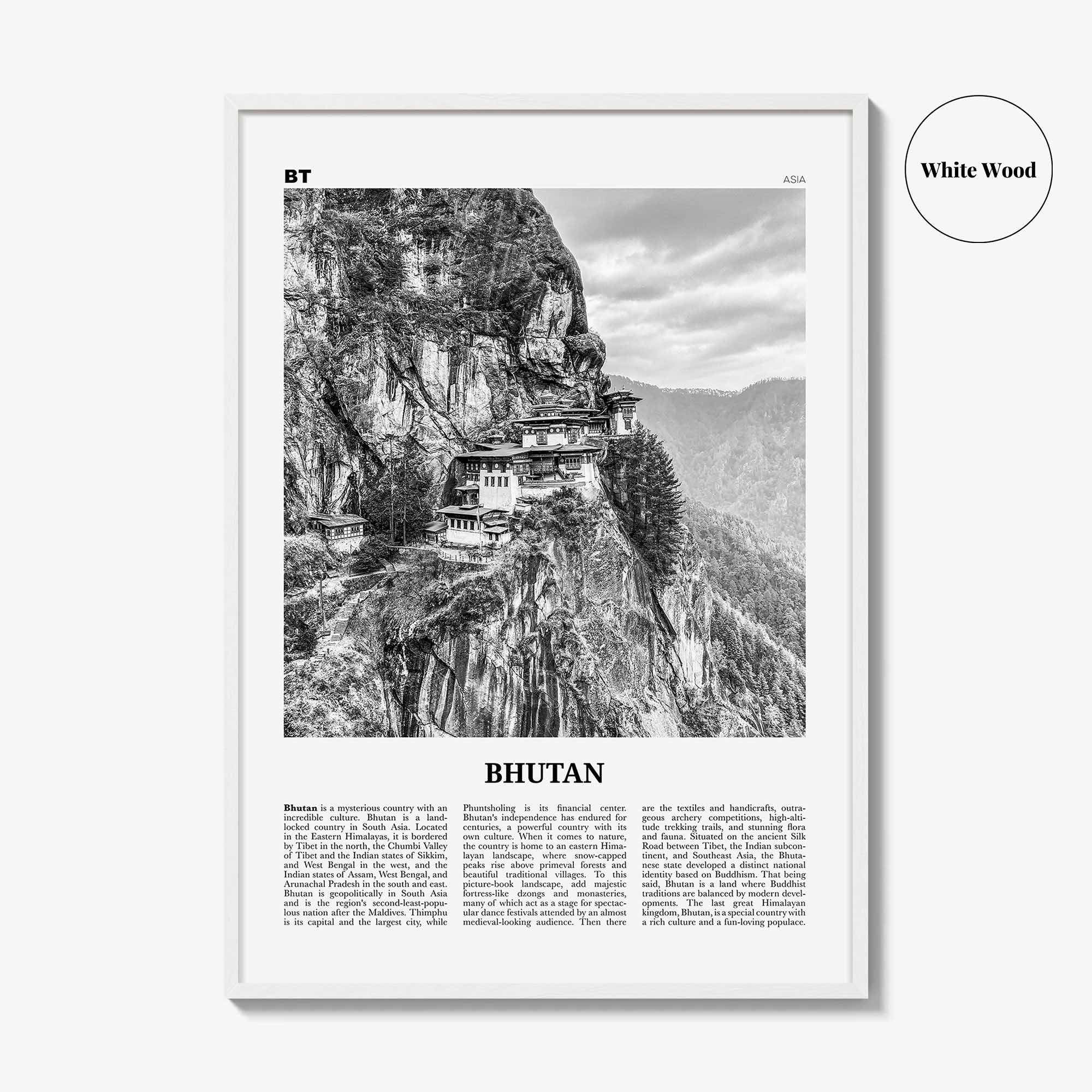 Bhutan Print Black and White, Bhutan Wall Art, Bhutan Poster, Bhutan Photo, Bhutan Wall Decor, Country Art Print, Thimphu, Asia