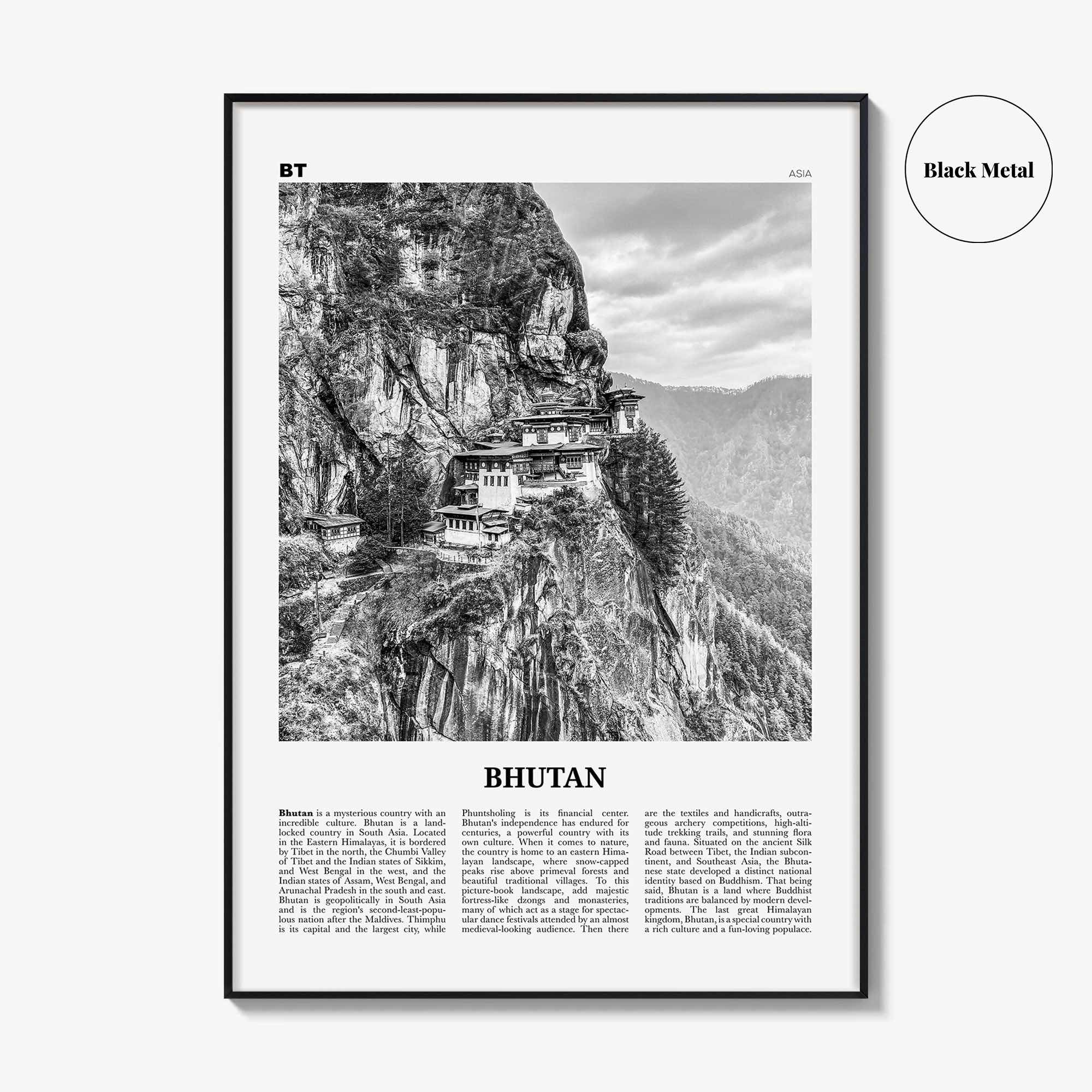 Bhutan Print Black and White, Bhutan Wall Art, Bhutan Poster, Bhutan Photo, Bhutan Wall Decor, Country Art Print, Thimphu, Asia