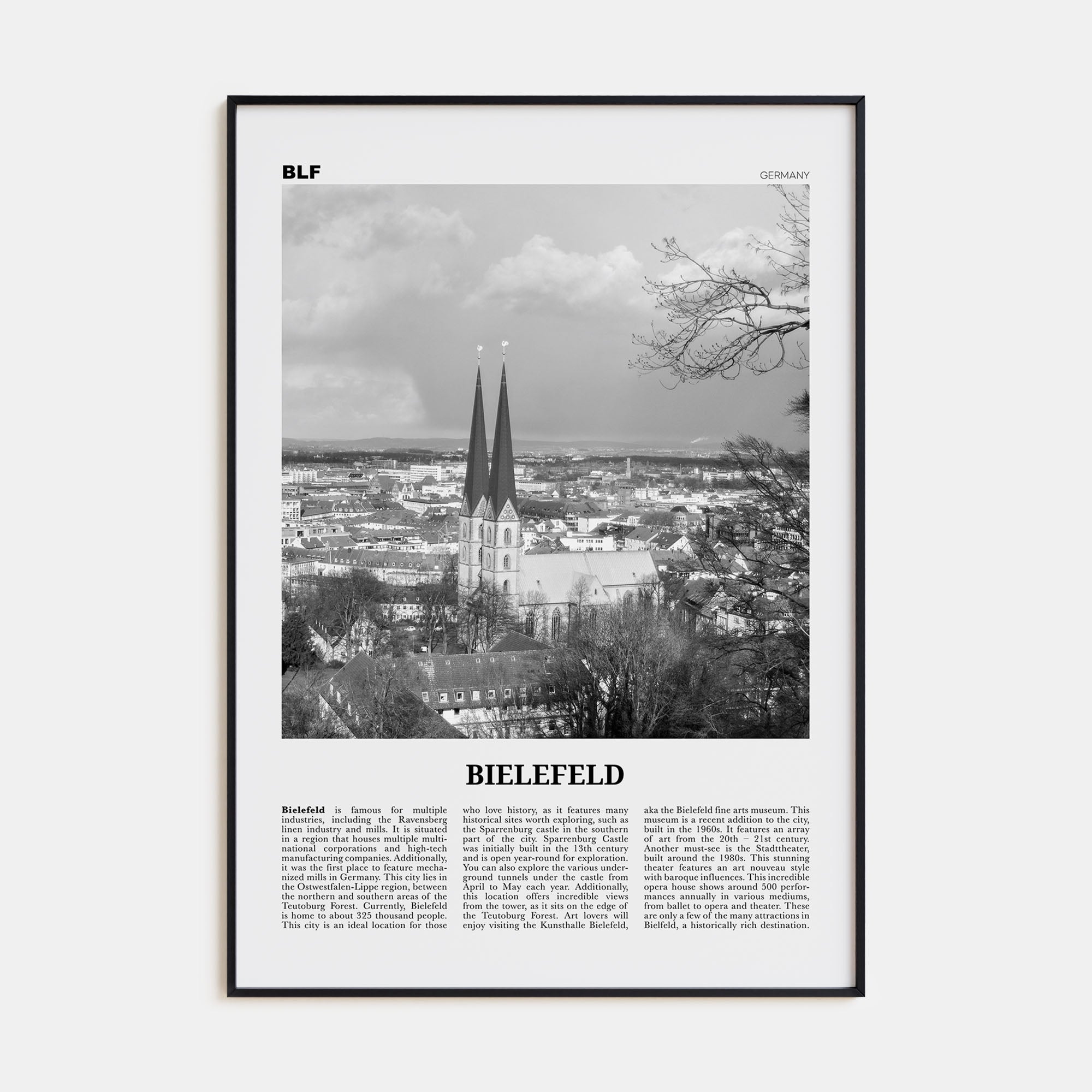 Bielefeld Travel B&W Poster
