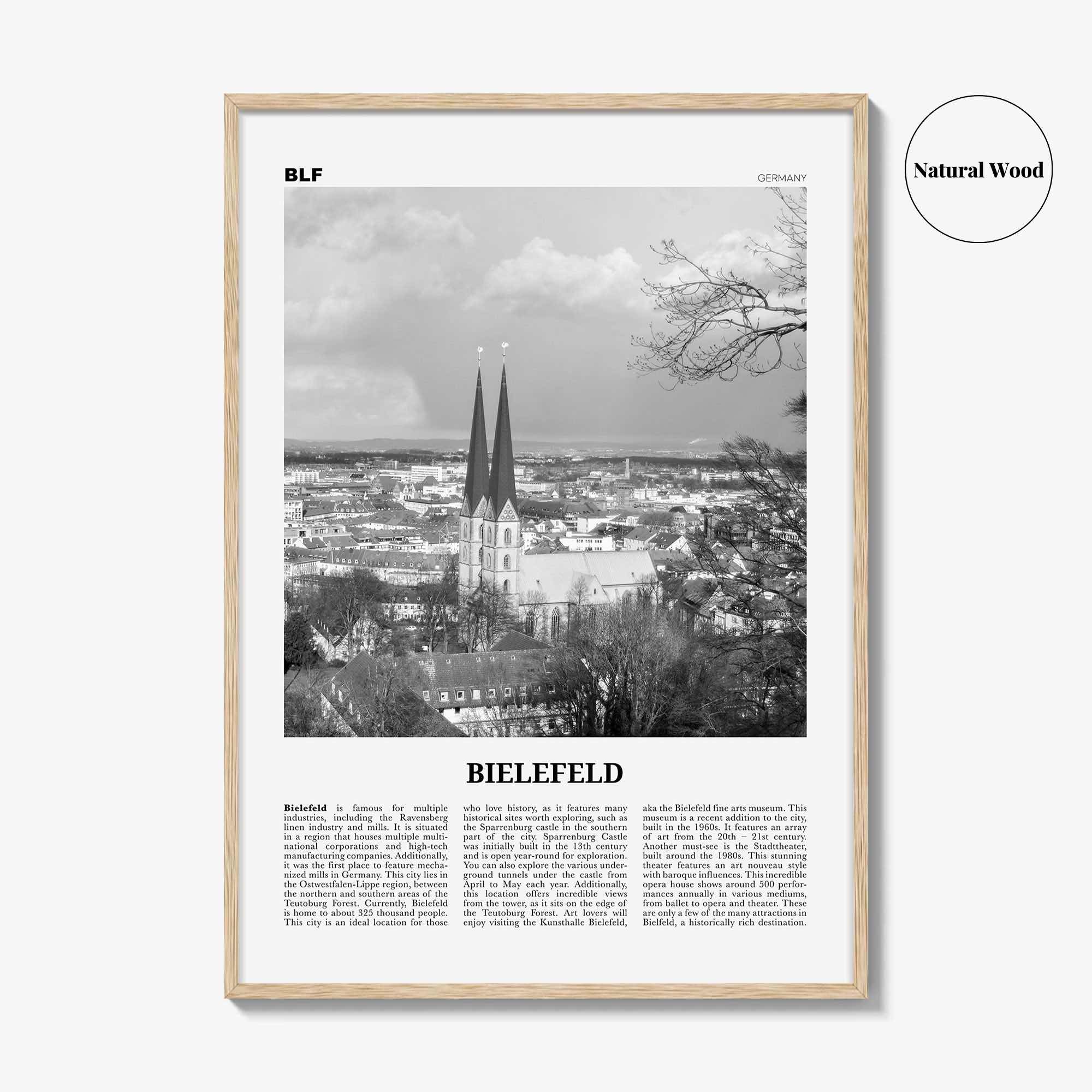 Bielefeld Print Black and White, Bielefeld Wall Art, Bielefeld Poster, Bielefeld Photo, Bielefeld Wall Décor, Bielefeld Map, Germany