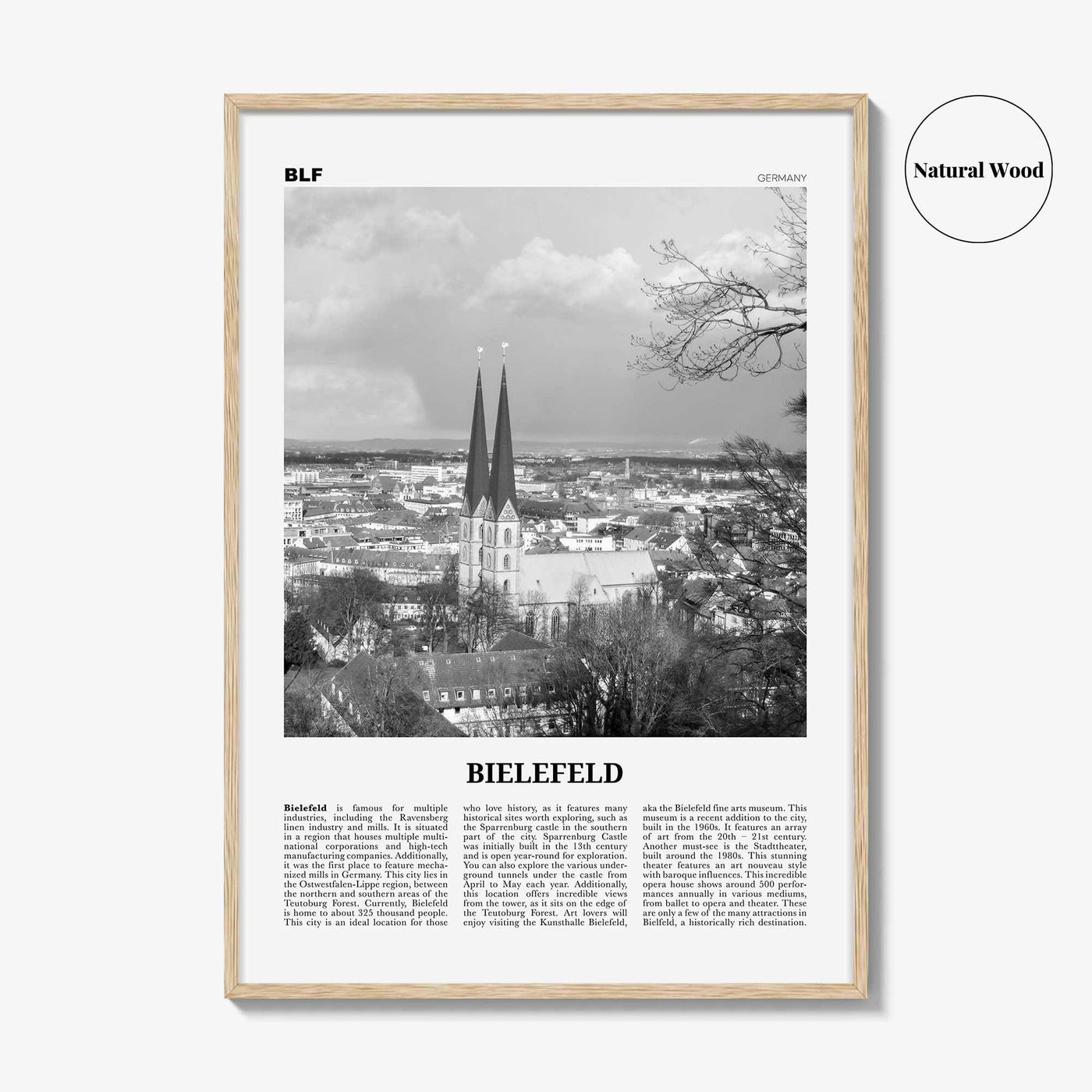 Bielefeld Print Black and White, Bielefeld Wall Art, Bielefeld Poster, Bielefeld Photo, Bielefeld Wall Décor, Bielefeld Map, Germany