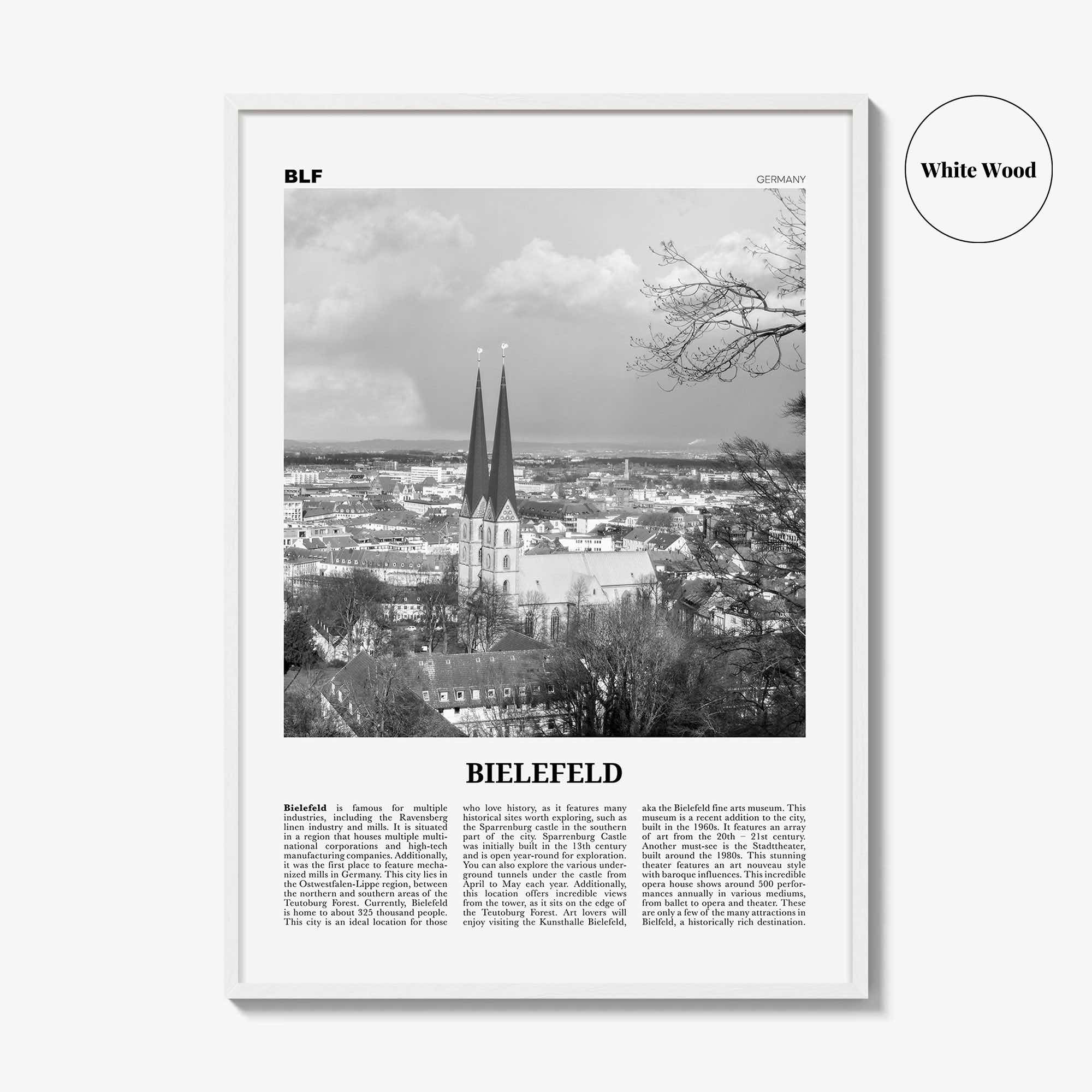 Bielefeld Print Black and White, Bielefeld Wall Art, Bielefeld Poster, Bielefeld Photo, Bielefeld Wall Décor, Bielefeld Map, Germany