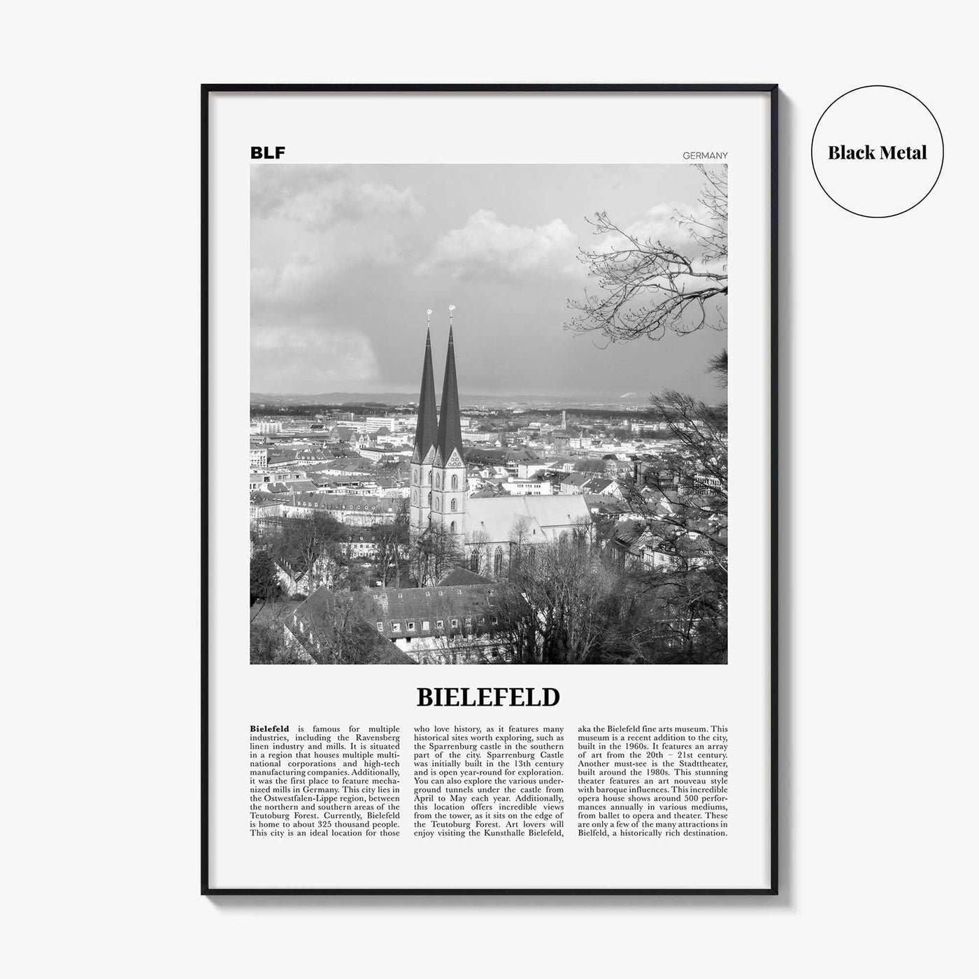 Bielefeld Print Black and White, Bielefeld Wall Art, Bielefeld Poster, Bielefeld Photo, Bielefeld Wall Décor, Bielefeld Map, Germany