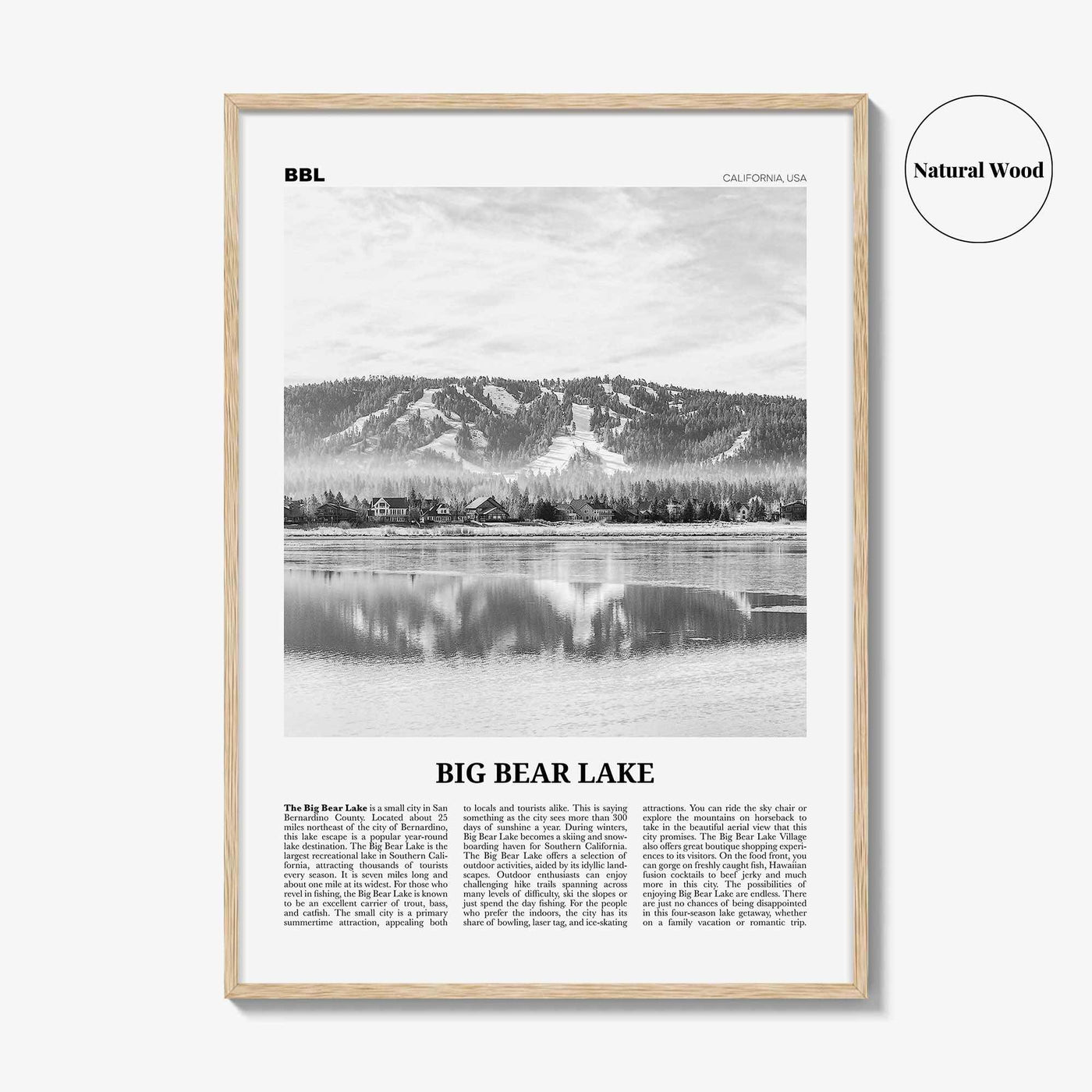 Big Bear Lake Print Black and White No 1, Big Bear Lake Wall Art, Big Bear Lake Poster, Big Bear Lake Photo, Big Bear Décor, California