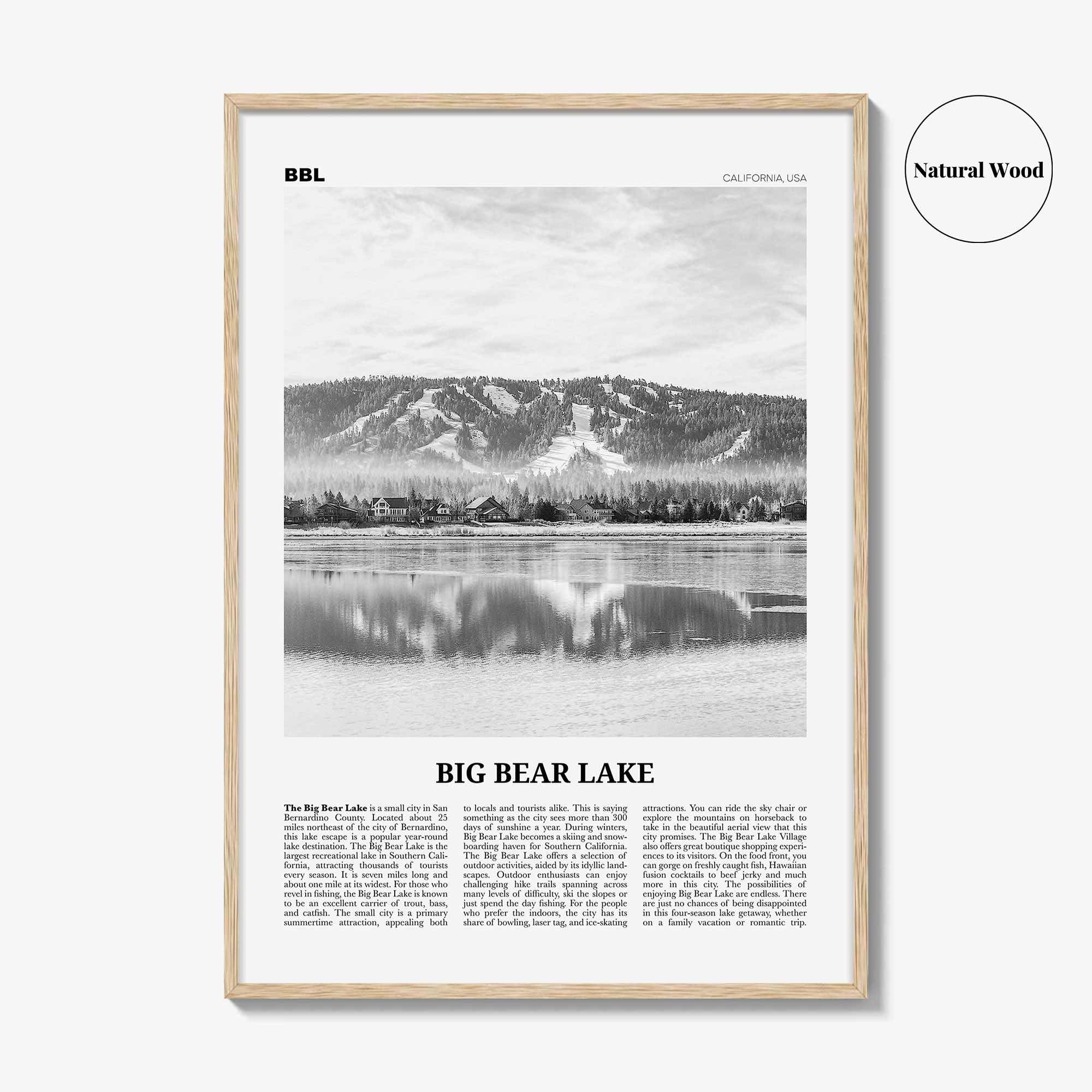 Big Bear Lake Print Black and White No 1, Big Bear Lake Wall Art, Big Bear Lake Poster, Big Bear Lake Photo, Big Bear Décor, California
