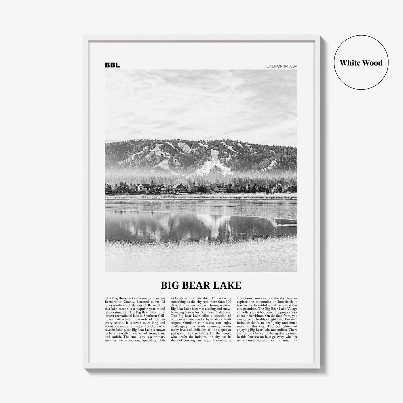 Big Bear Lake Print Black and White No 1, Big Bear Lake Wall Art, Big Bear Lake Poster, Big Bear Lake Photo, Big Bear Décor, California