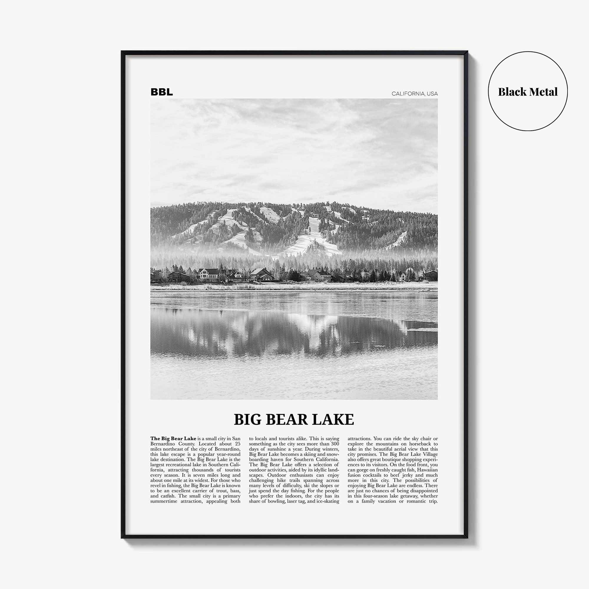 Big Bear Lake Print Black and White No 1, Big Bear Lake Wall Art, Big Bear Lake Poster, Big Bear Lake Photo, Big Bear Décor, California