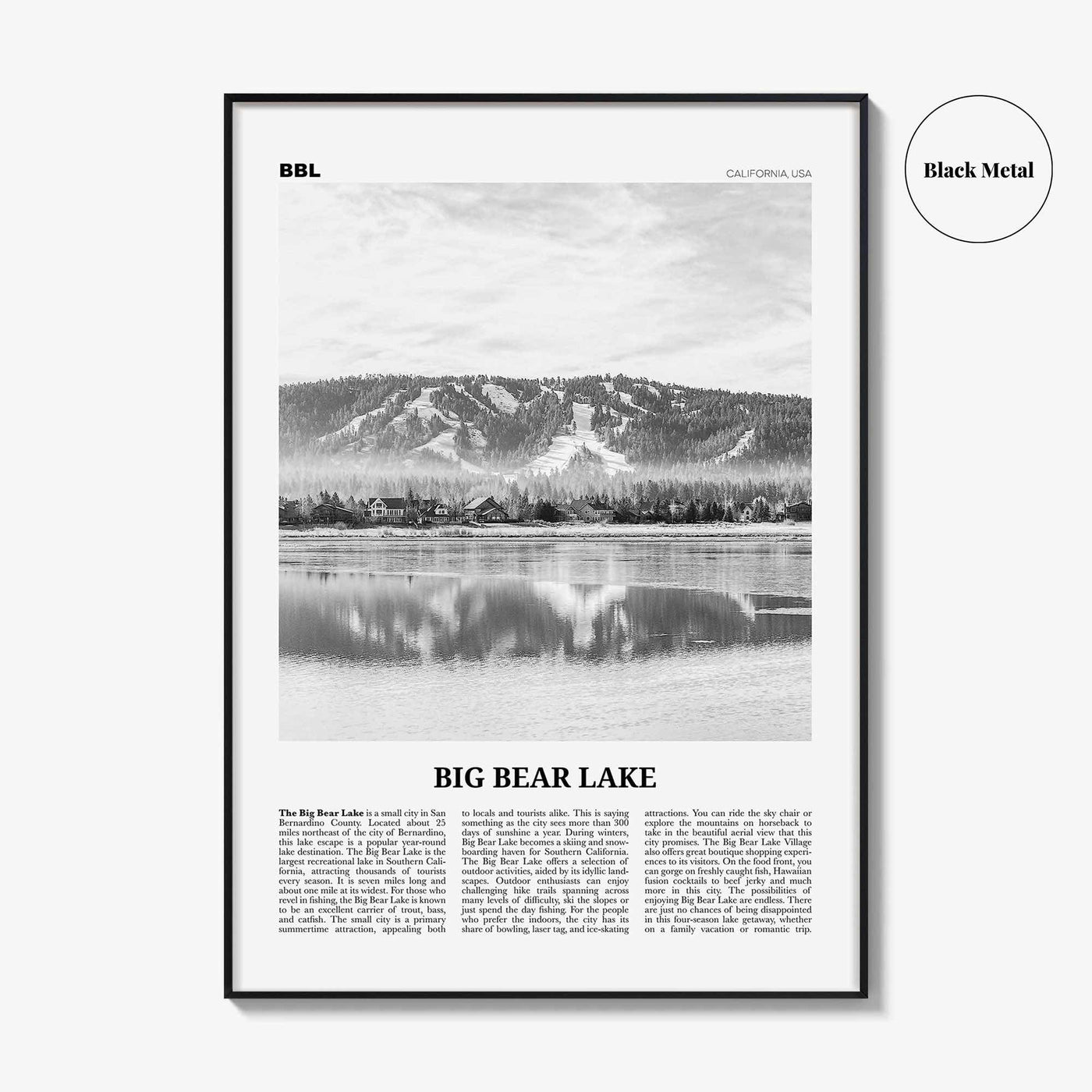 Big Bear Lake Print Black and White No 1, Big Bear Lake Wall Art, Big Bear Lake Poster, Big Bear Lake Photo, Big Bear Décor, California